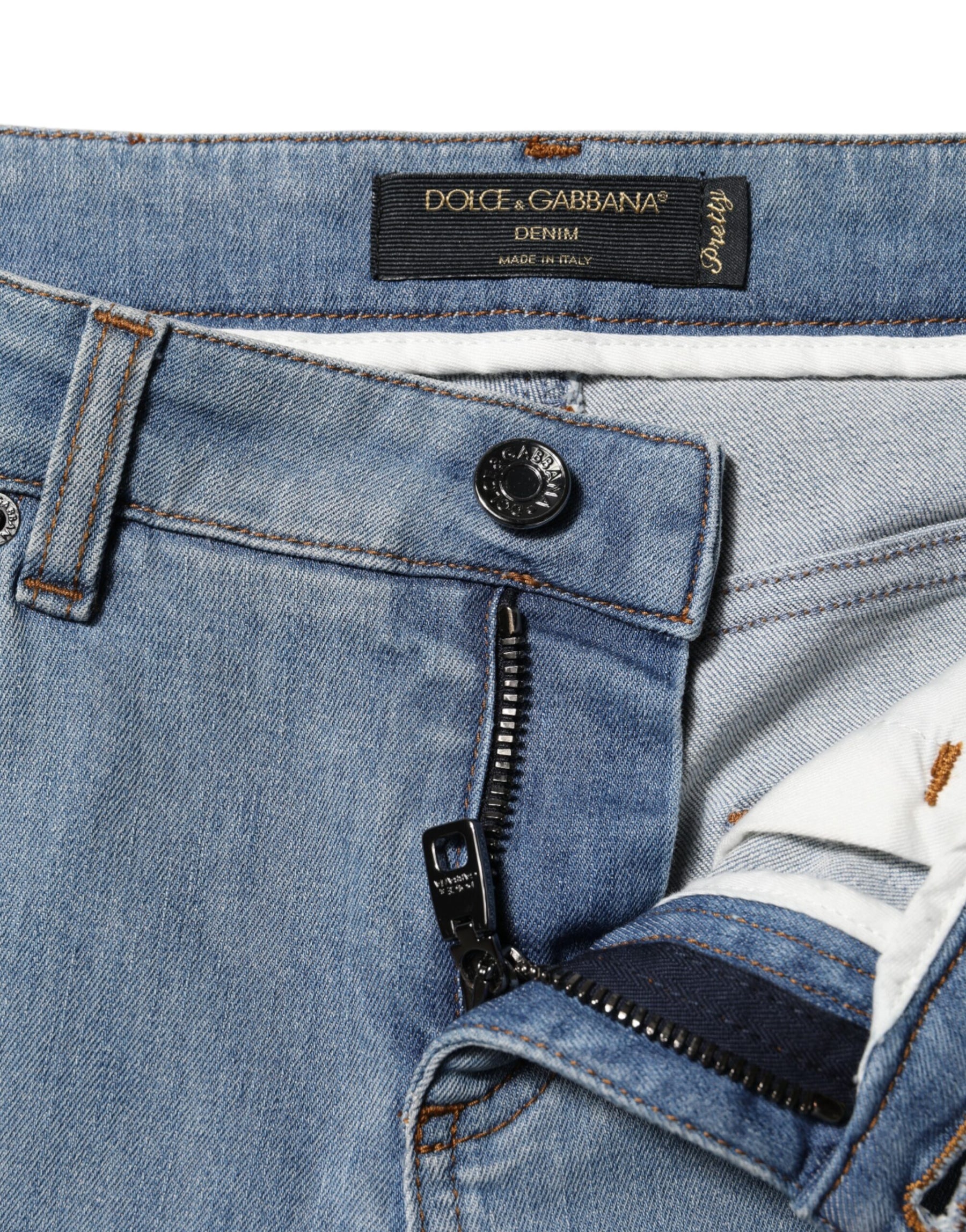 Dolce & Gabbana Blue Cotton PRETTY MidWaist Skinny Denim Jeans | Regal Royce