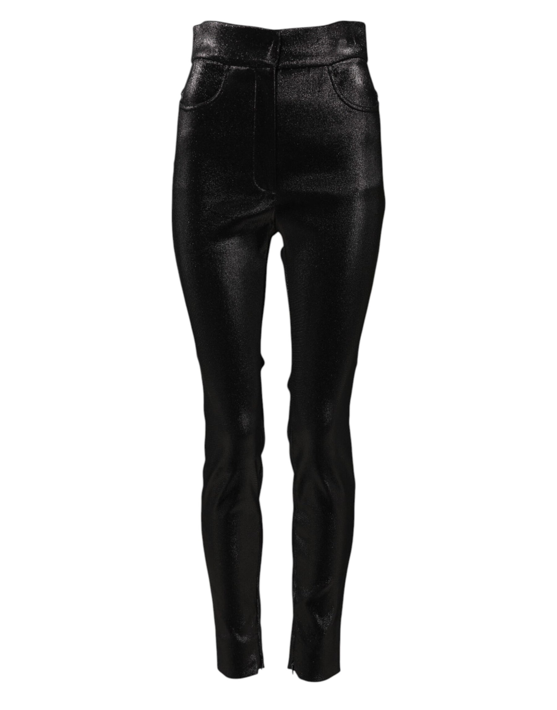 Dolce & Gabbana Black Cotton Stretch Lurex Thread Skinny Pants | Regal Royce