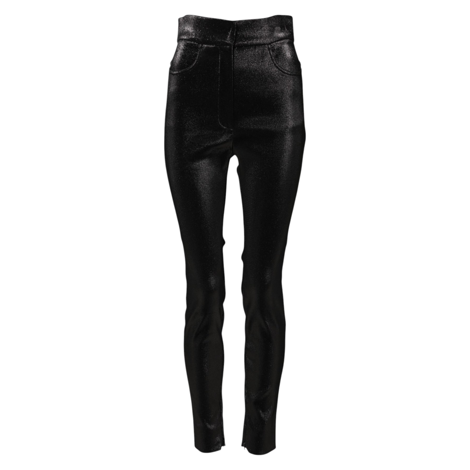 Dolce & Gabbana Black Cotton Stretch Lurex Thread Skinny Pants | Regal Royce