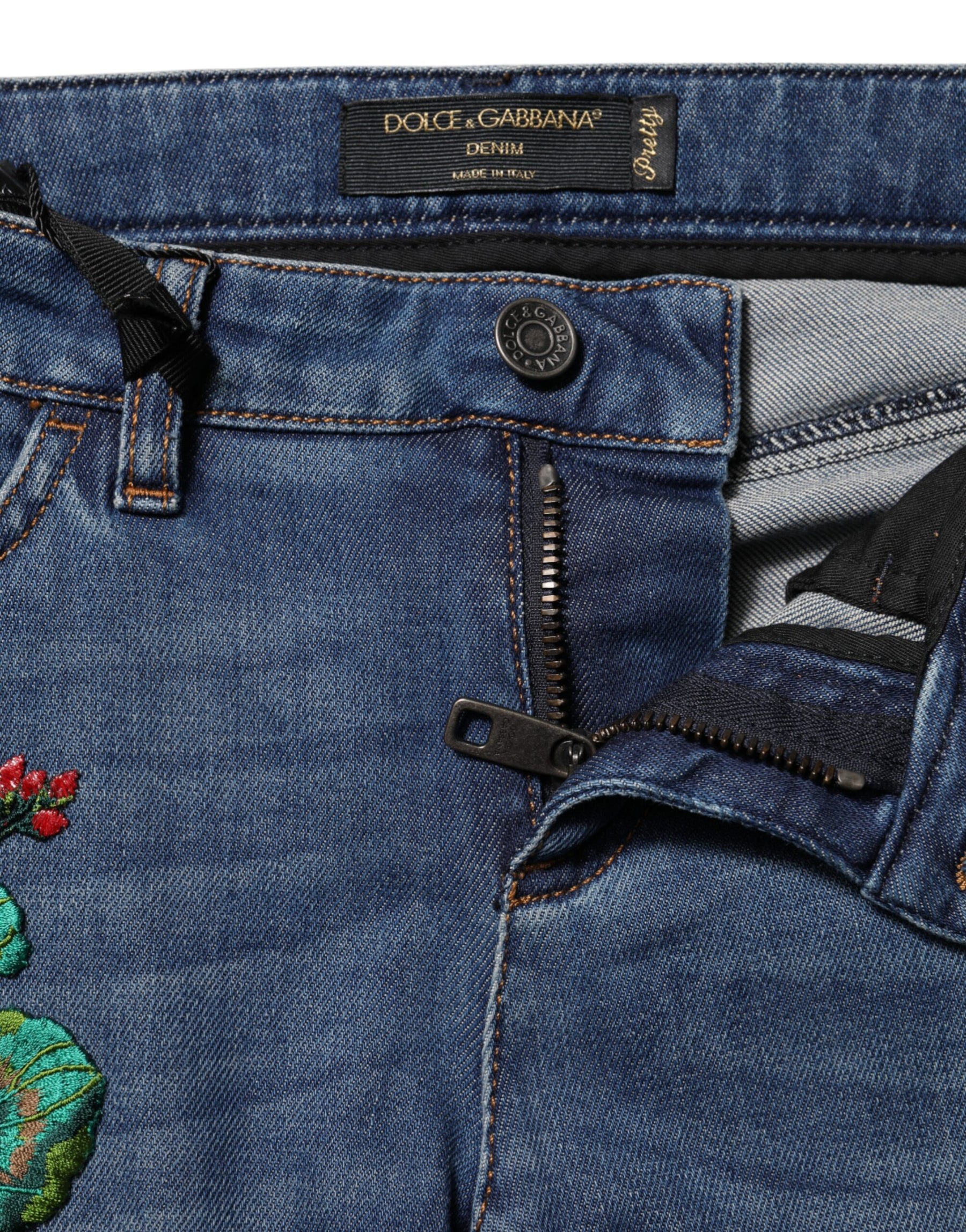 Dolce & Gabbana Blue Cotton Low Waist Skinny Denim Jeans | Regal Royce