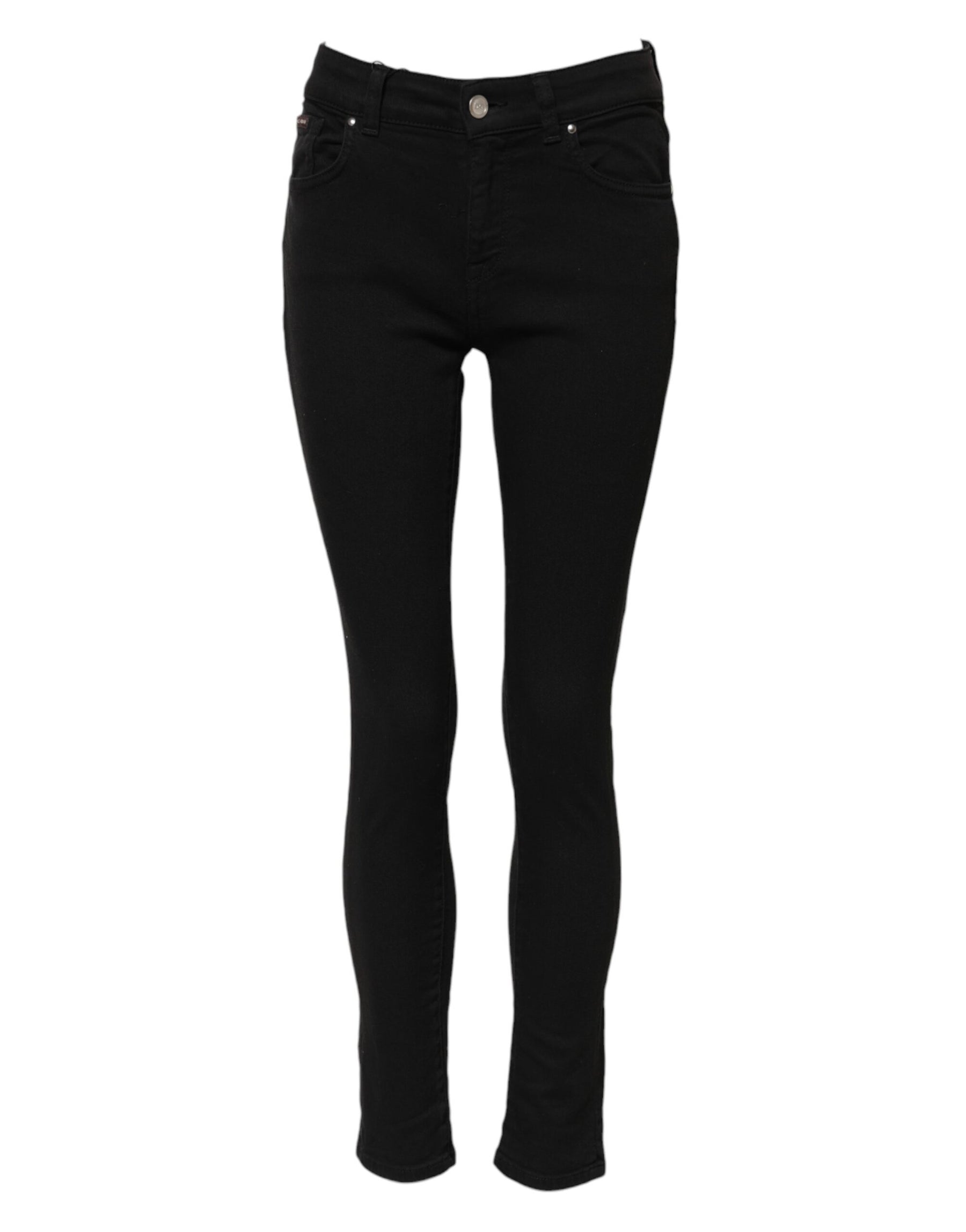 Dolce & Gabbana Black Cotton Mid Waist Skinny Denim Jeans | Regal Royce