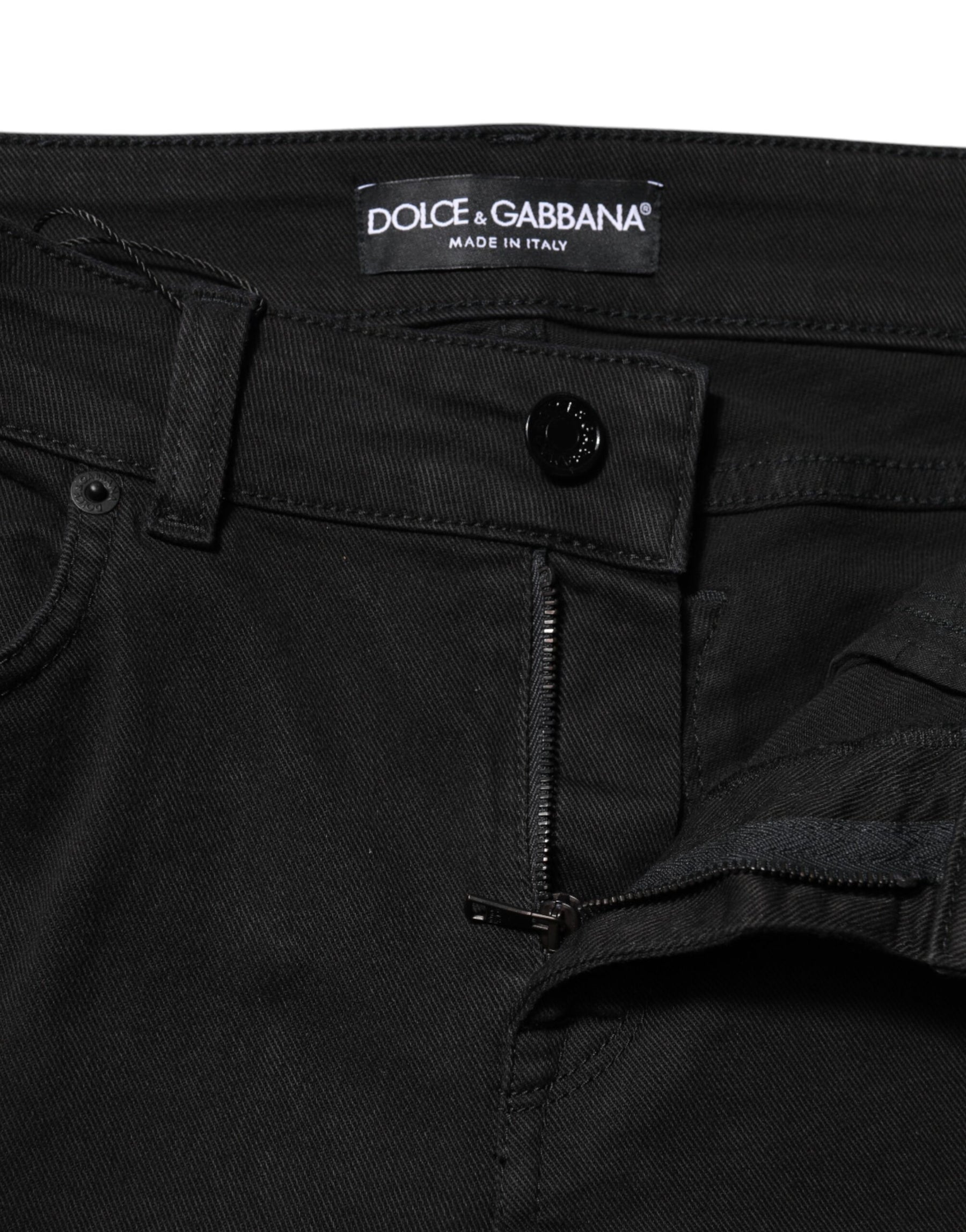 Dolce & Gabbana Black Cotton Skinny Mid Waist Denim Jeans | Regal Royce