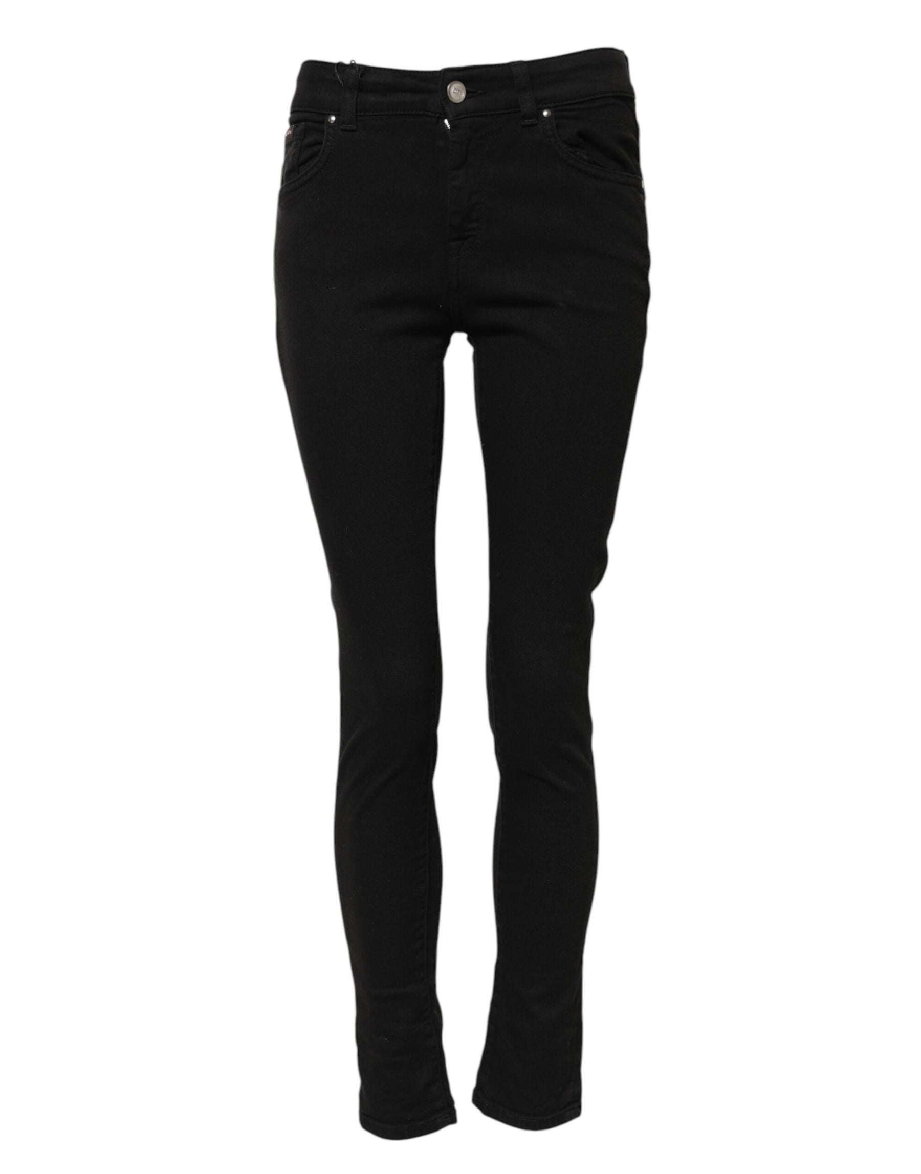 Dolce & Gabbana Black Cotton Skinny Mid Waist Denim Jeans | Regal Royce