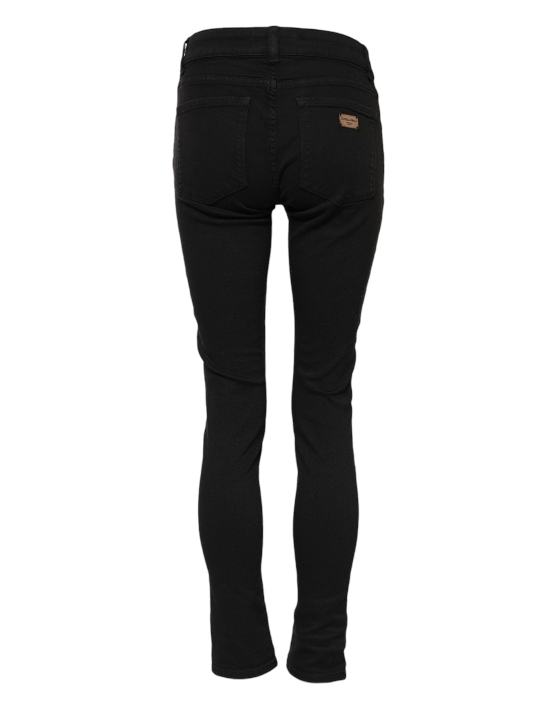 Dolce & Gabbana Black Cotton Skinny Mid Waist Denim Jeans | Regal Royce