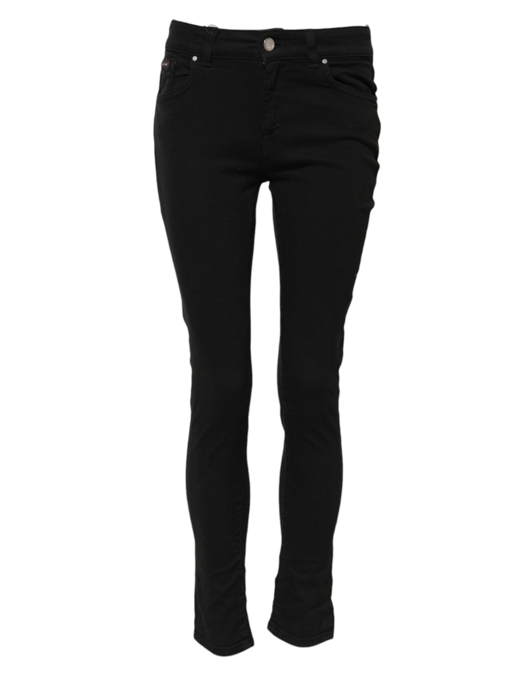 Dolce & Gabbana Black Cotton Skinny Mid Waist Denim Jeans | Regal Royce