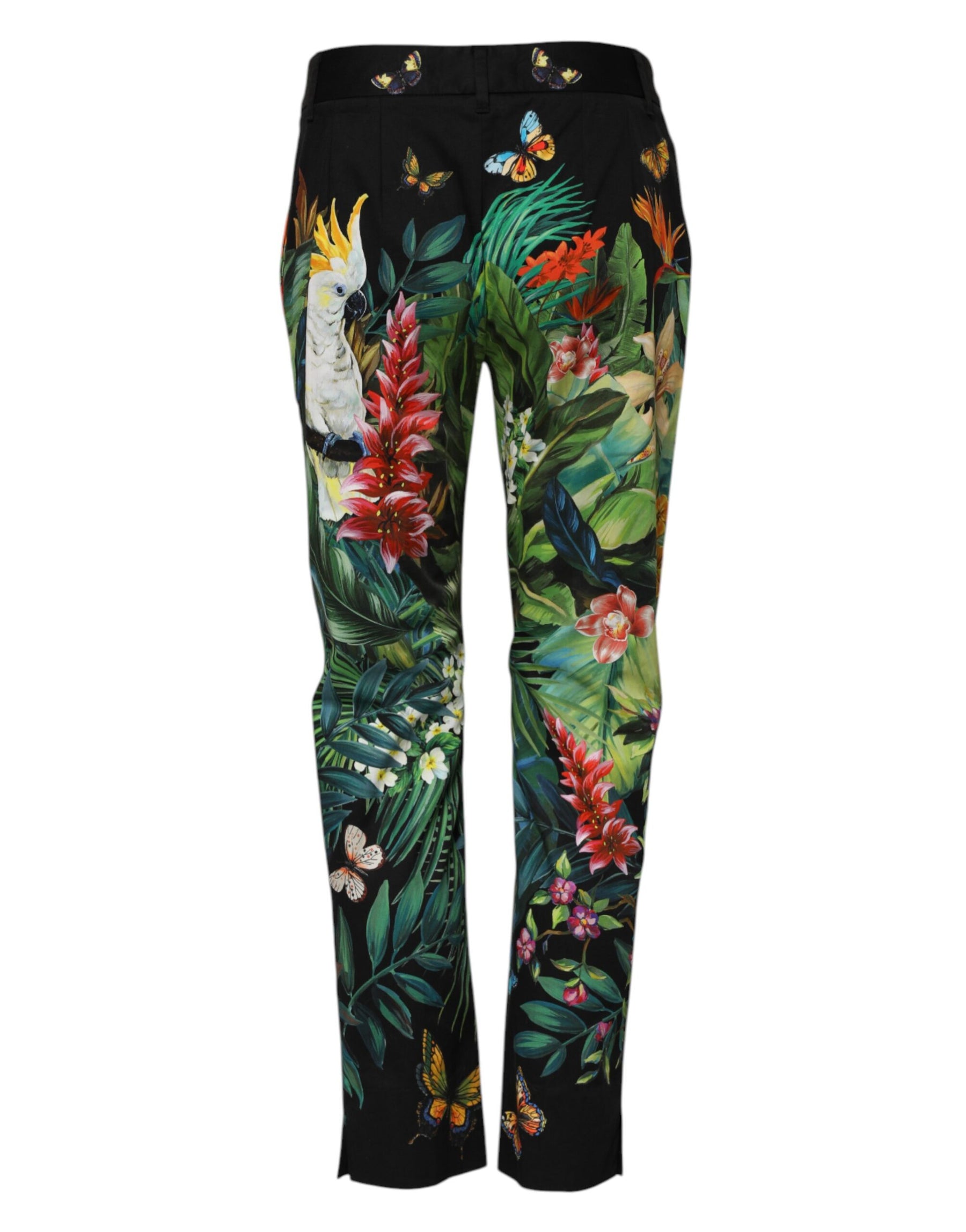 Dolce & Gabbana Black Cotton Tropical Mid Waist Pants | Regal Royce