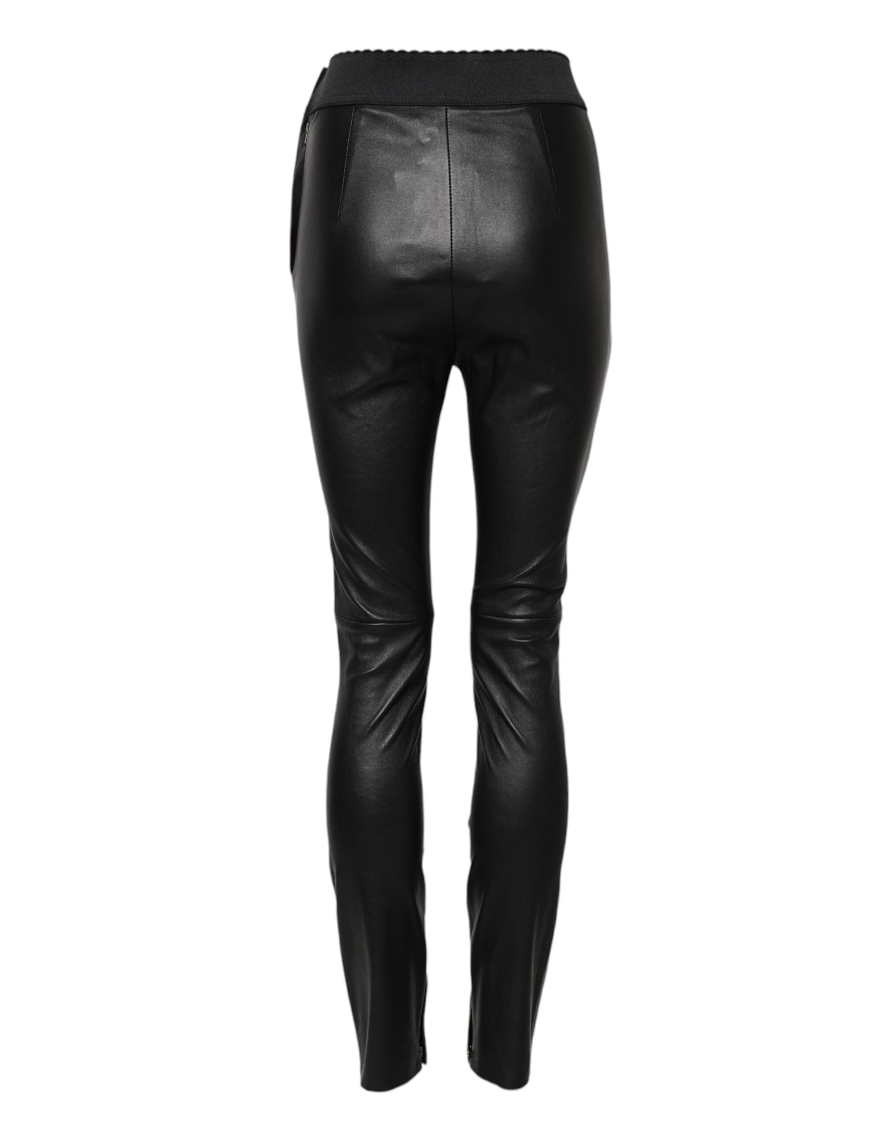 Dolce & Gabbana Black Leather Elastic Waist Pants | Regal Royce