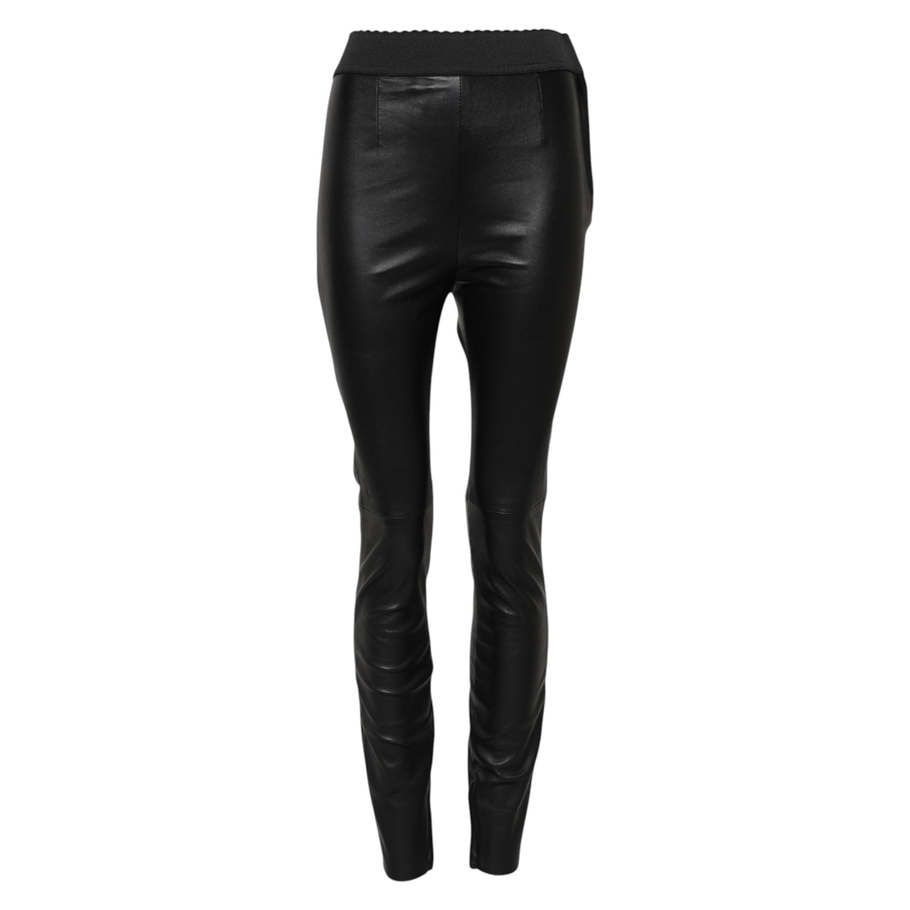 Dolce & Gabbana Black Leather Elastic Waist Pants | Regal Royce