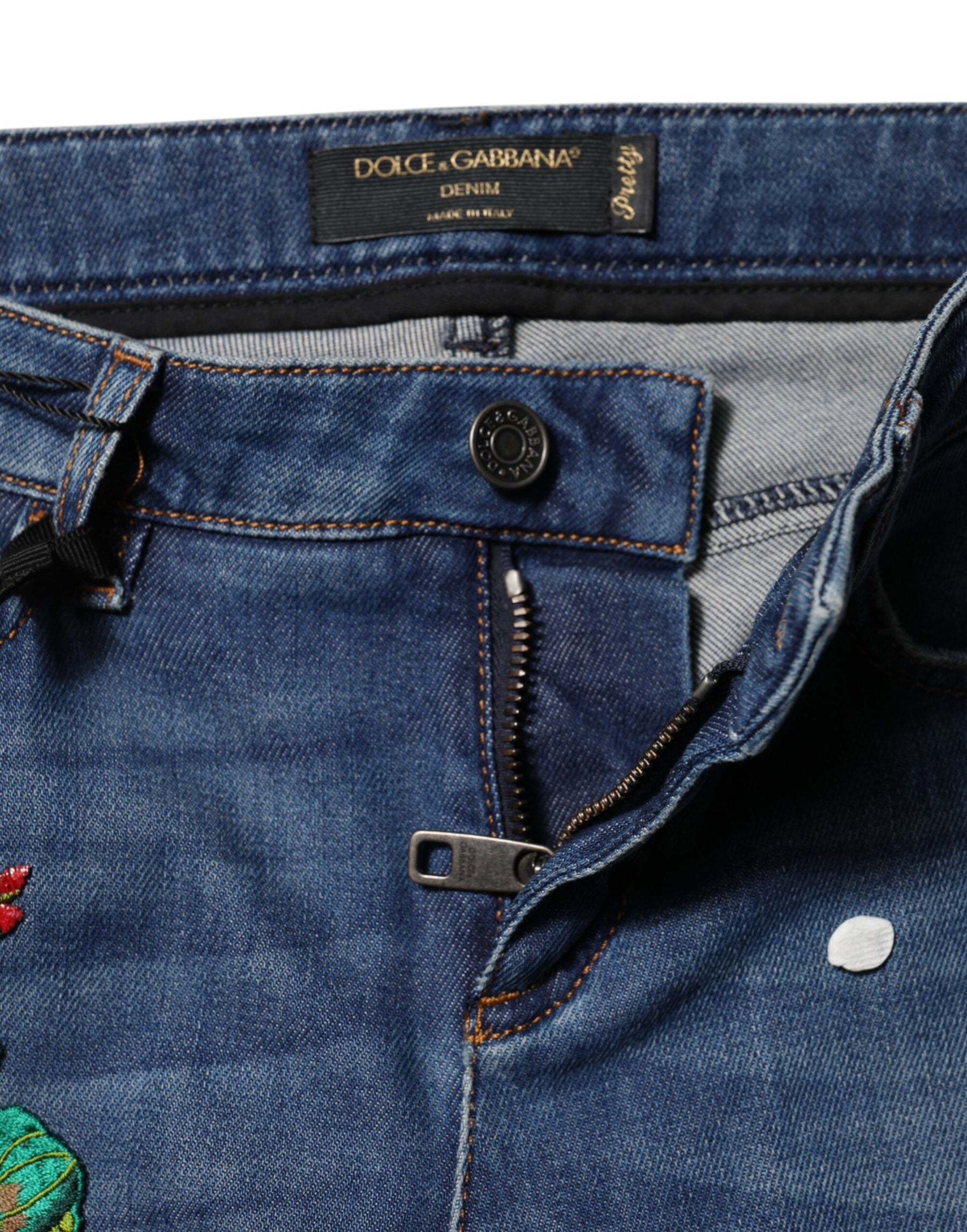 Dolce & Gabbana Blue Cotton Low Waist Skinny Denim Jeans | Regal Royce