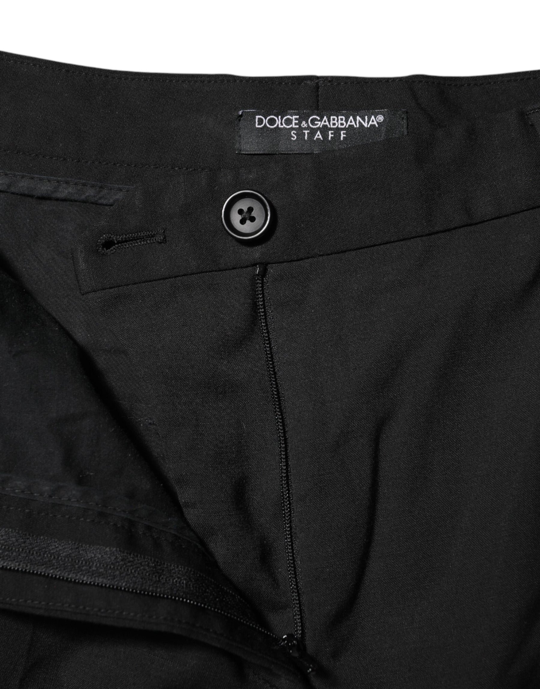 Dolce & Gabbana Black STAFF High Waist Tapered Pants | Regal Royce