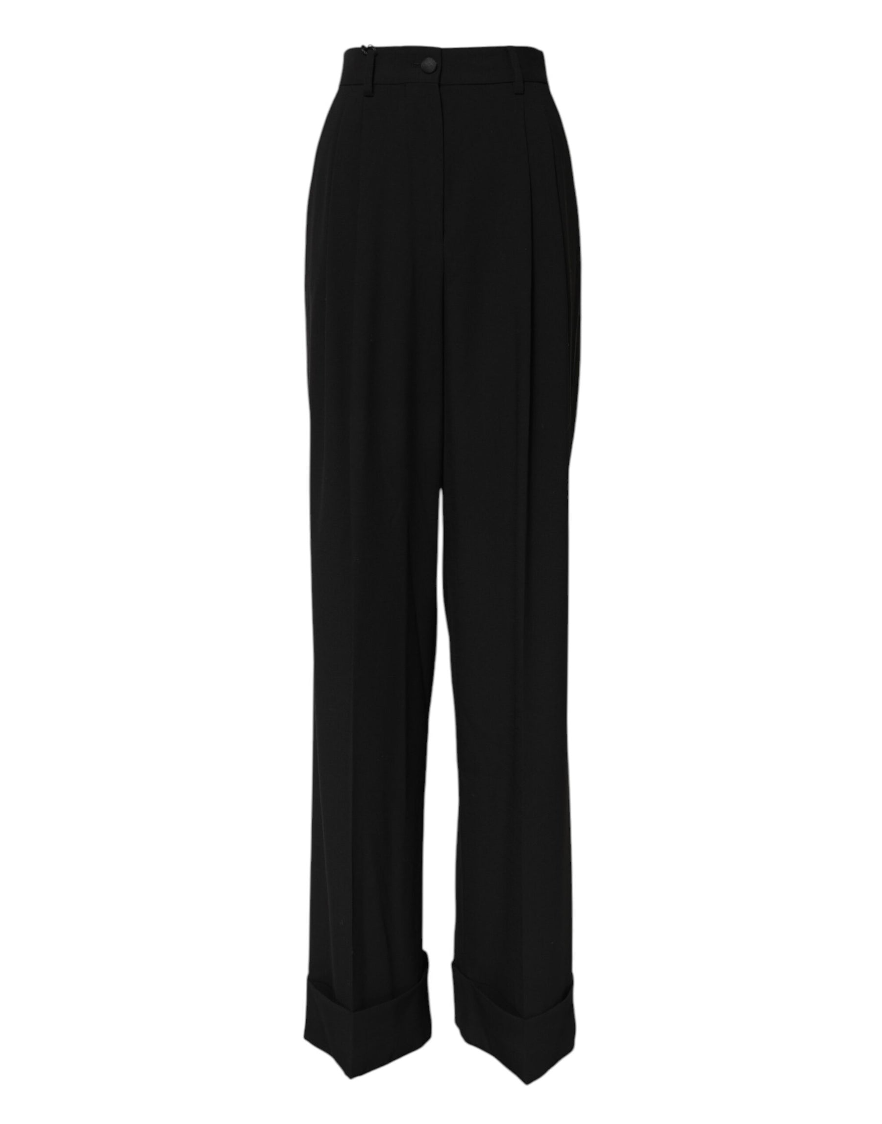 Dolce & Gabbana Black Wool High Waist Formal Pants | Regal Royce