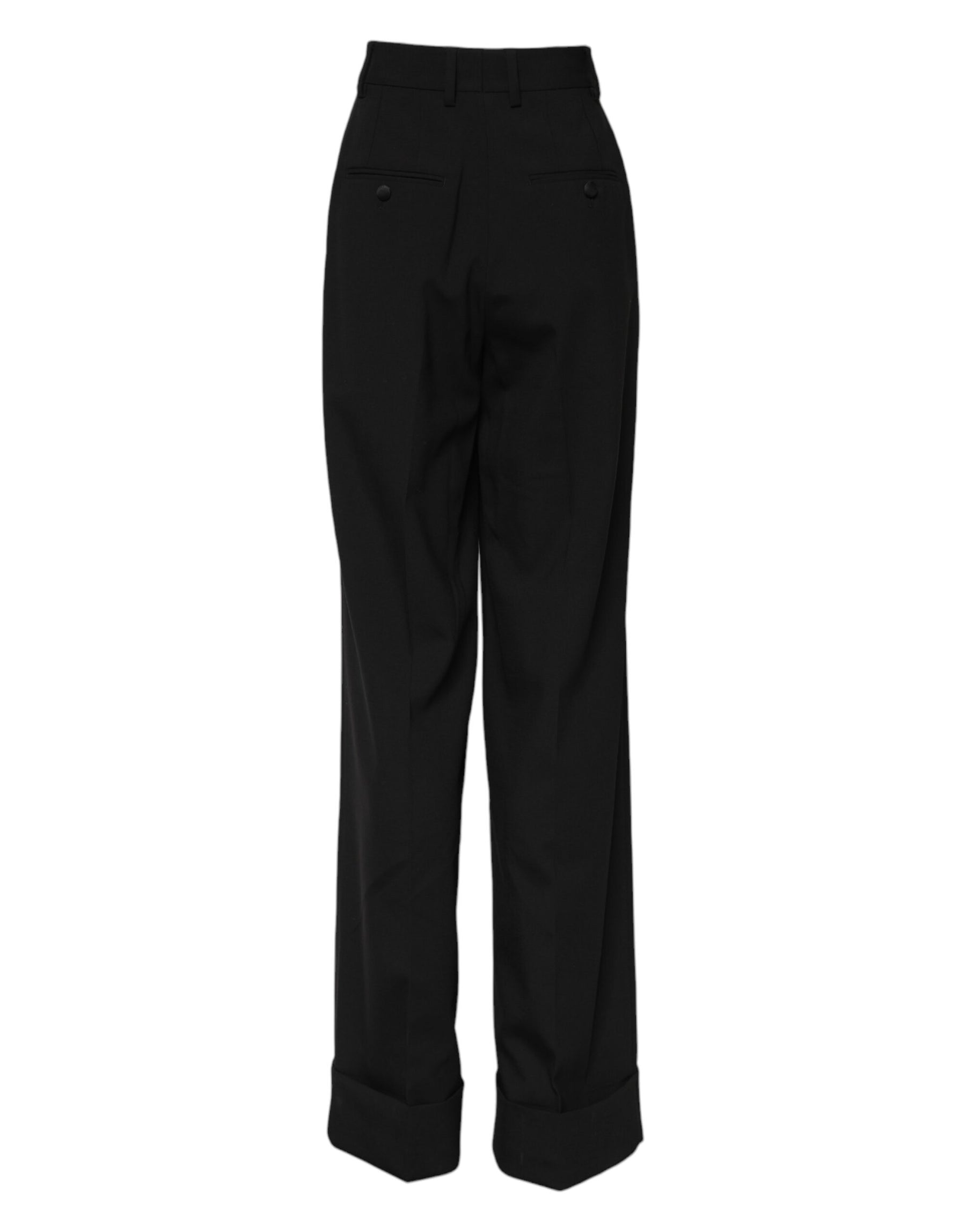 Dolce & Gabbana Black Wool High Waist Formal Pants | Regal Royce