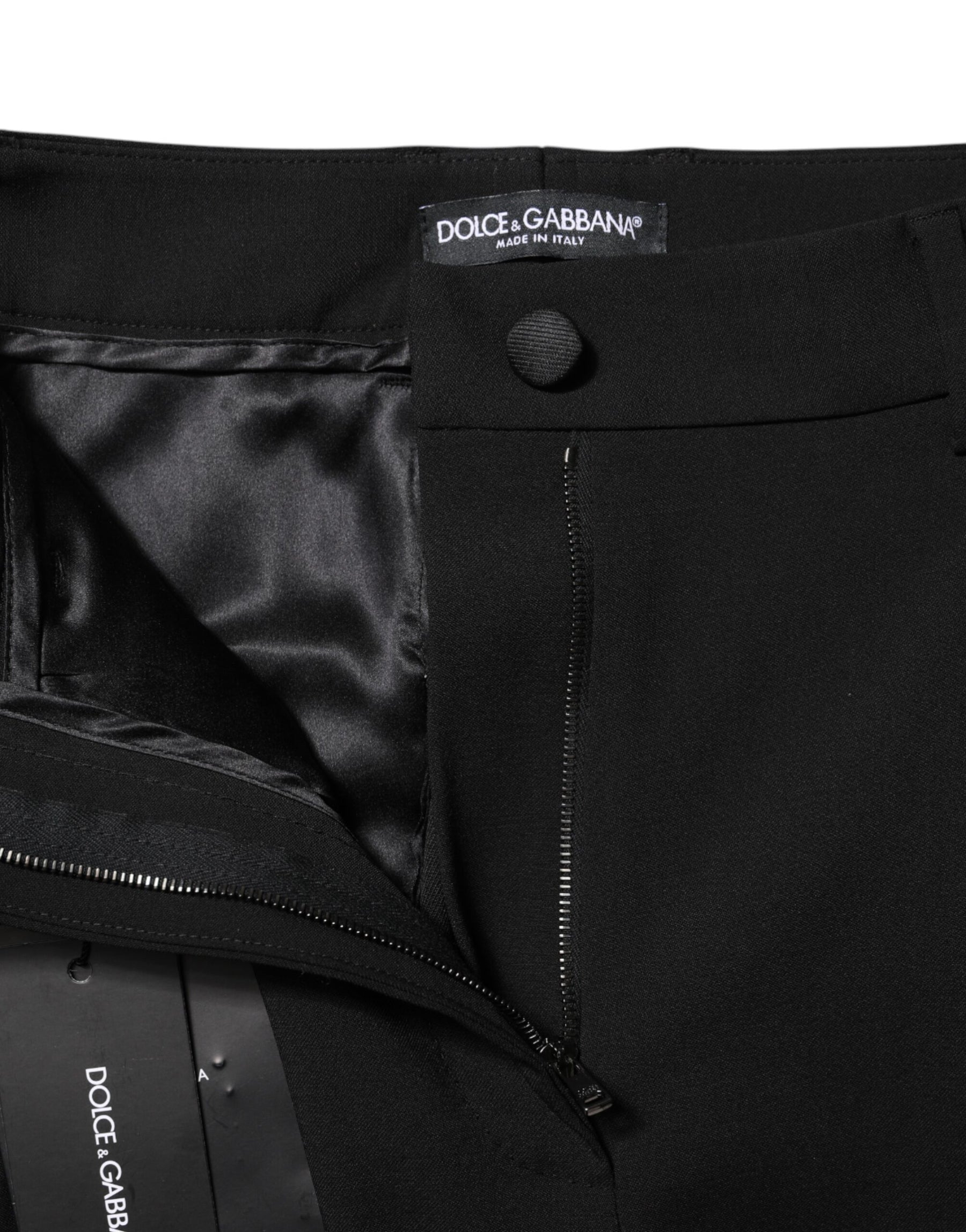 Dolce & Gabbana Black Wool High Waist Formal Pants | Regal Royce