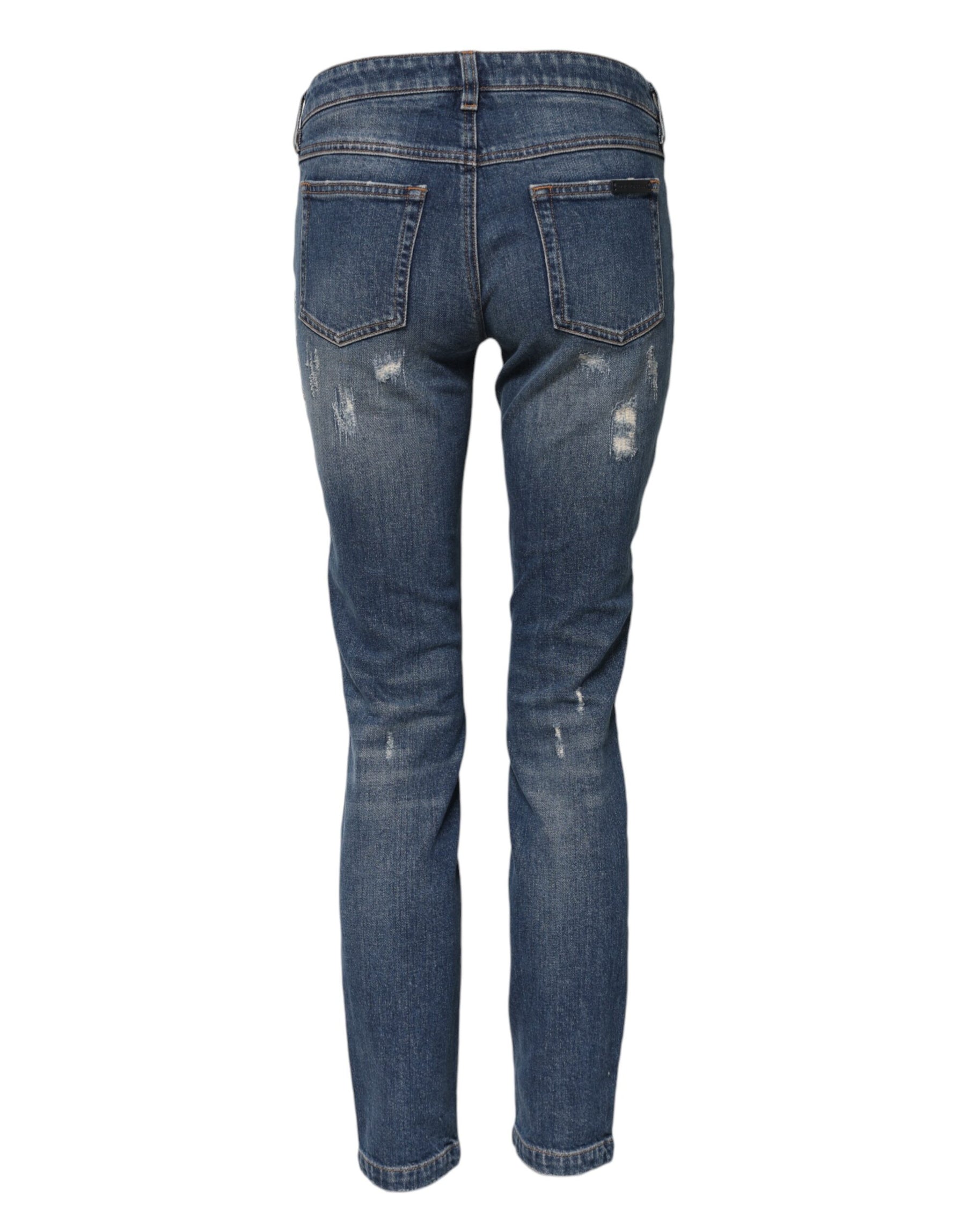 Dolce & Gabbana Blue Play Card Embroidery Skinny Denim Jeans | Regal Royce