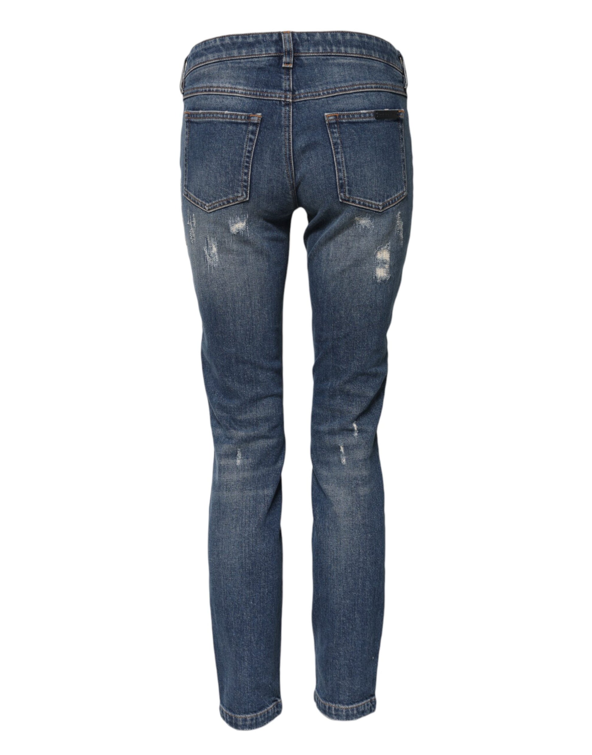Dolce & Gabbana Blue Play Card Embroidery Skinny Denim Jeans