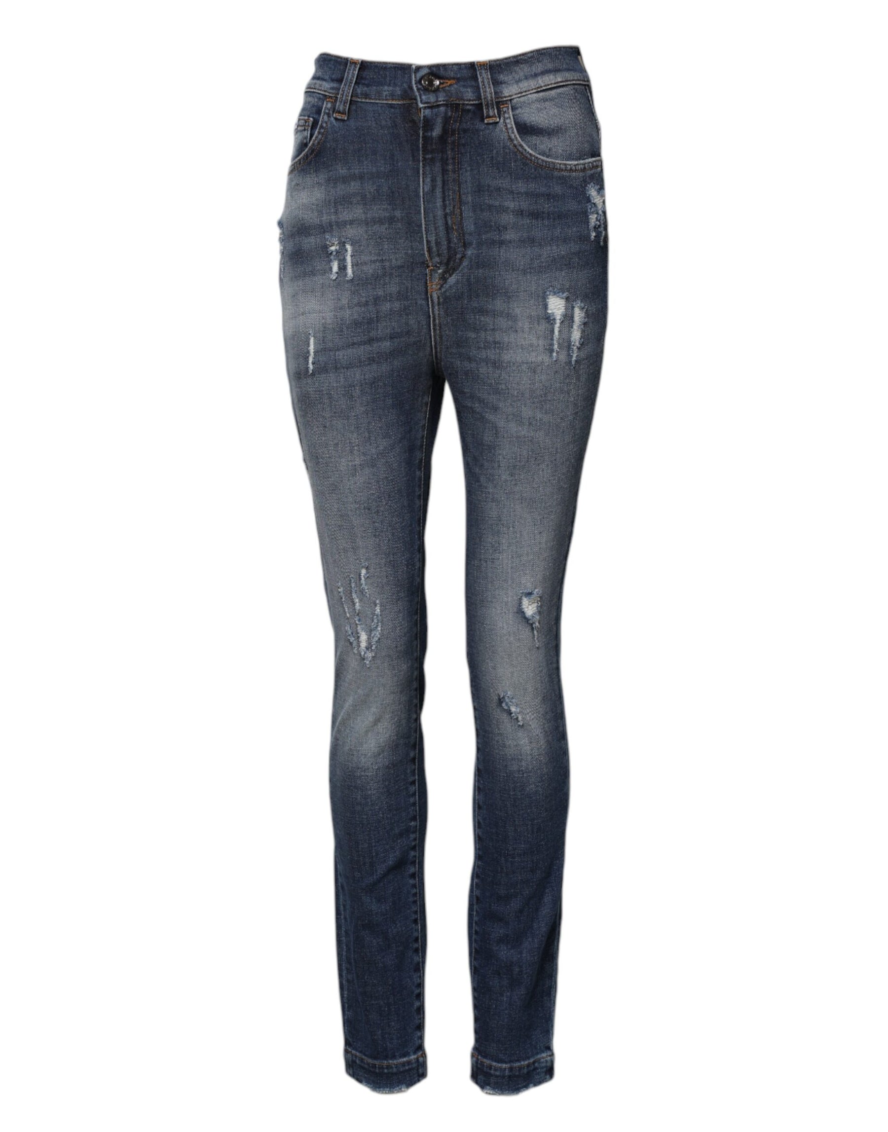 Dolce & Gabbana Blue Cotton HighWaist Skinny Denim Jeans | Regal Royce