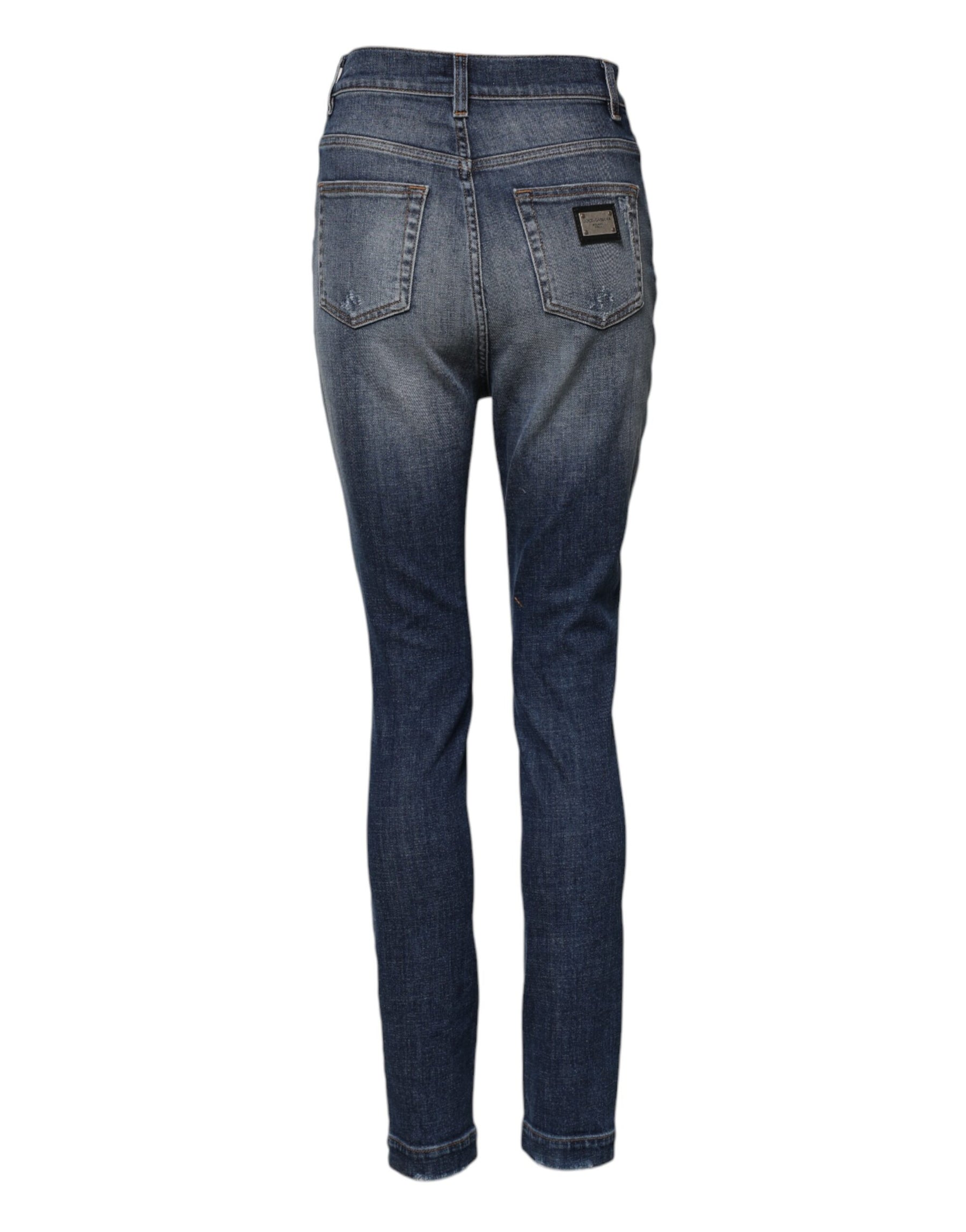 Dolce & Gabbana Blue Cotton HighWaist Skinny Denim Jeans | Regal Royce