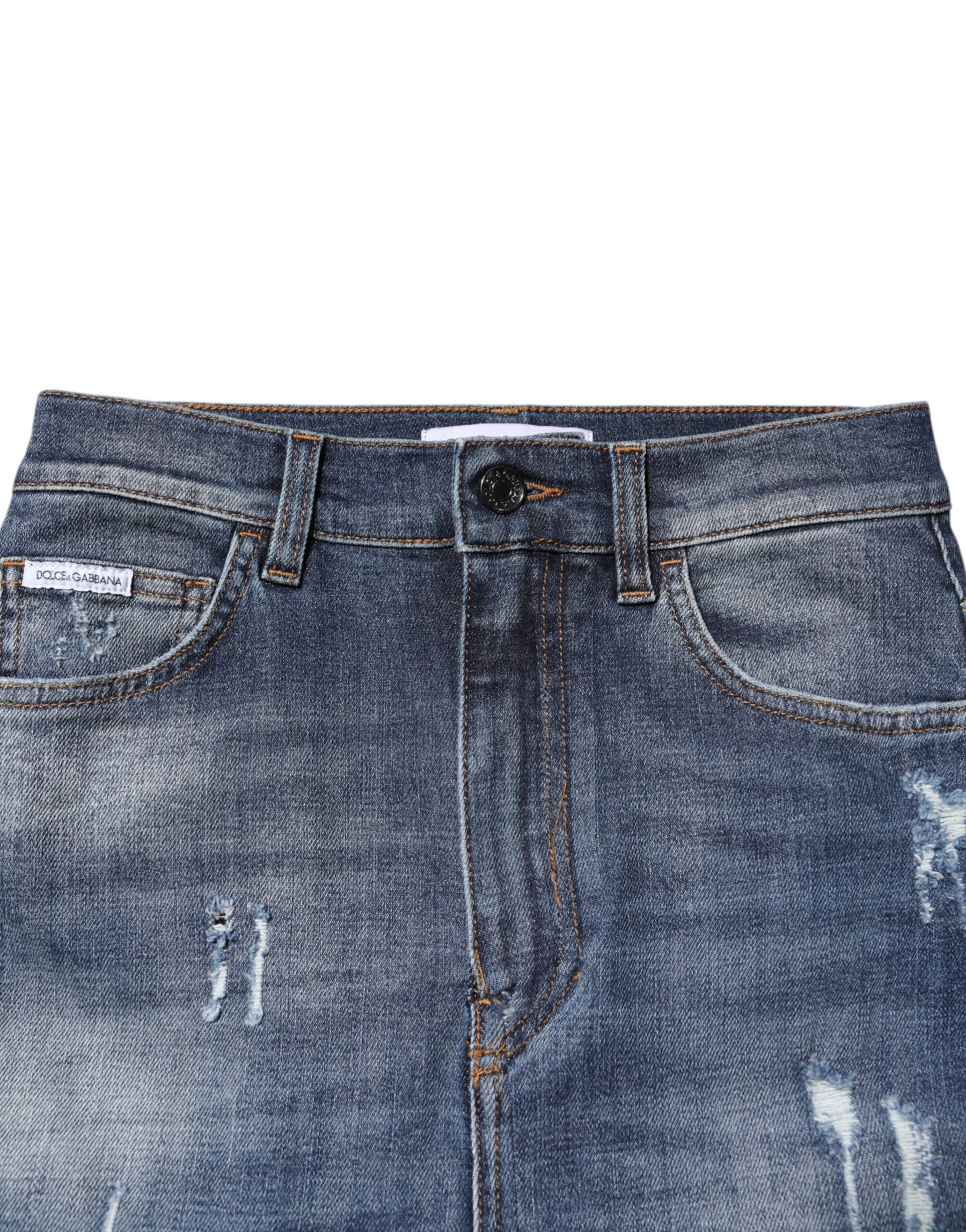 Dolce & Gabbana Blue Cotton HighWaist Skinny Denim Jeans | Regal Royce