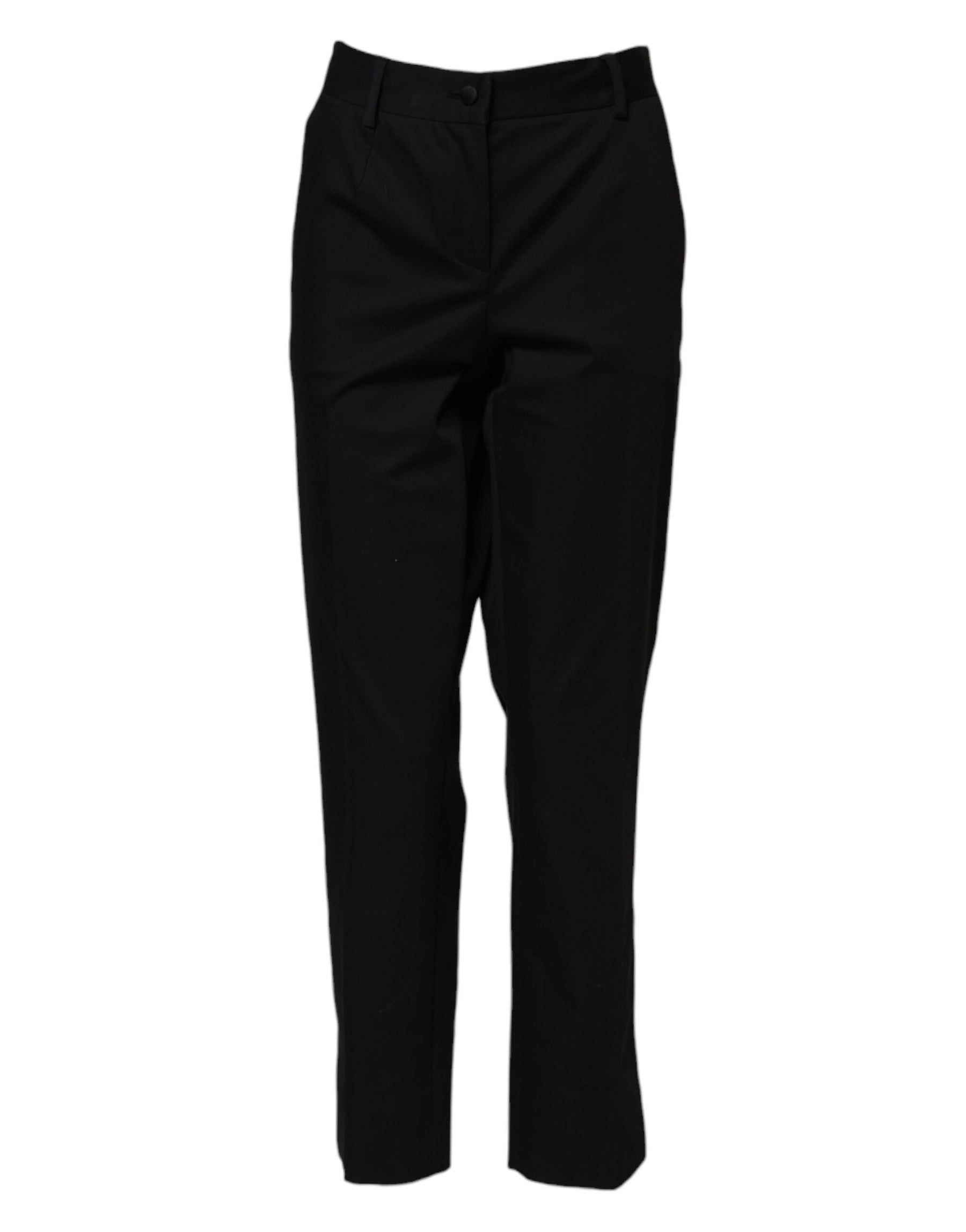 Dolce & Gabbana Black Cotton High Waist Formal Pants | Regal Royce