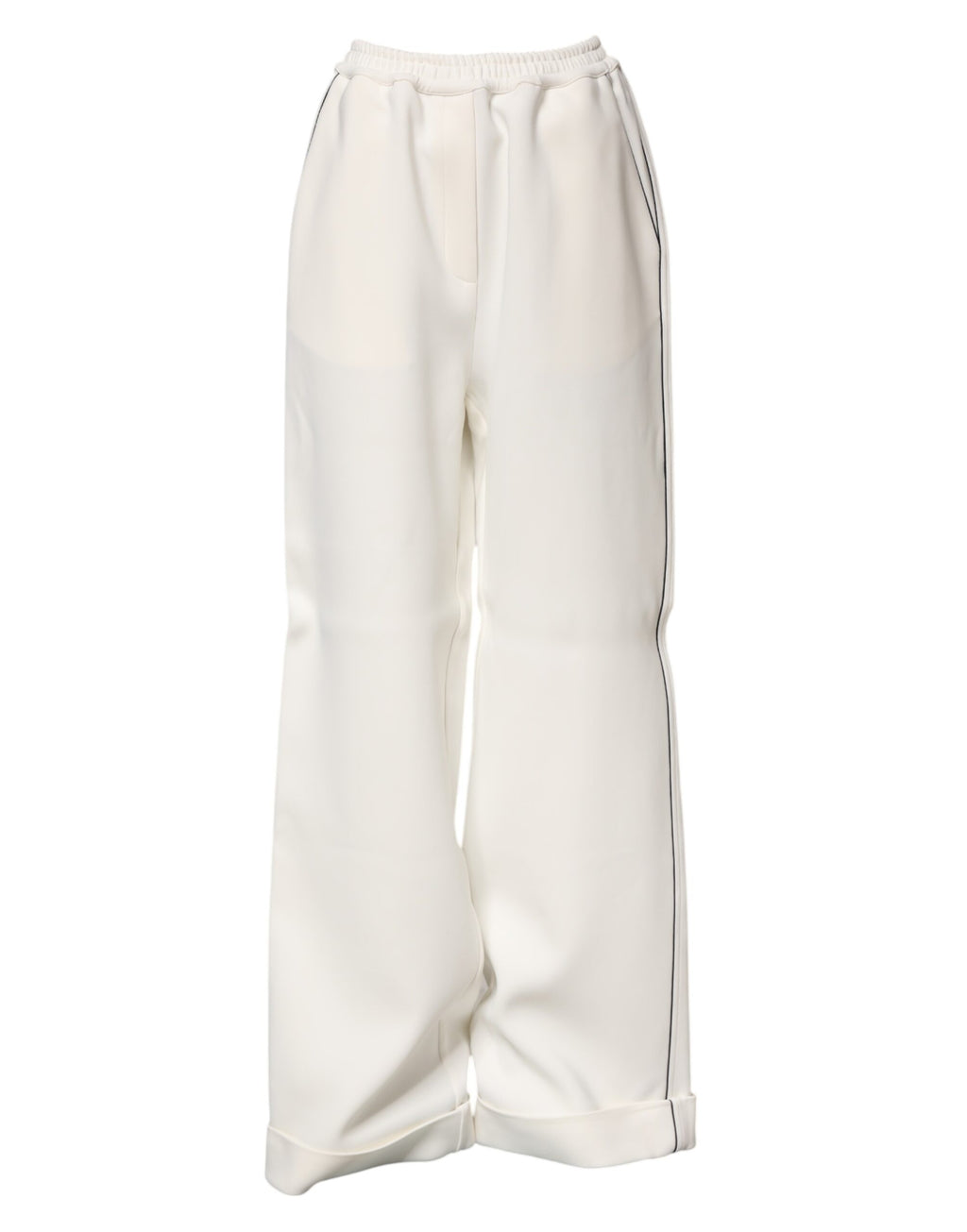 Dolce & Gabbana White Viscose Wide Leg Pull On Pants