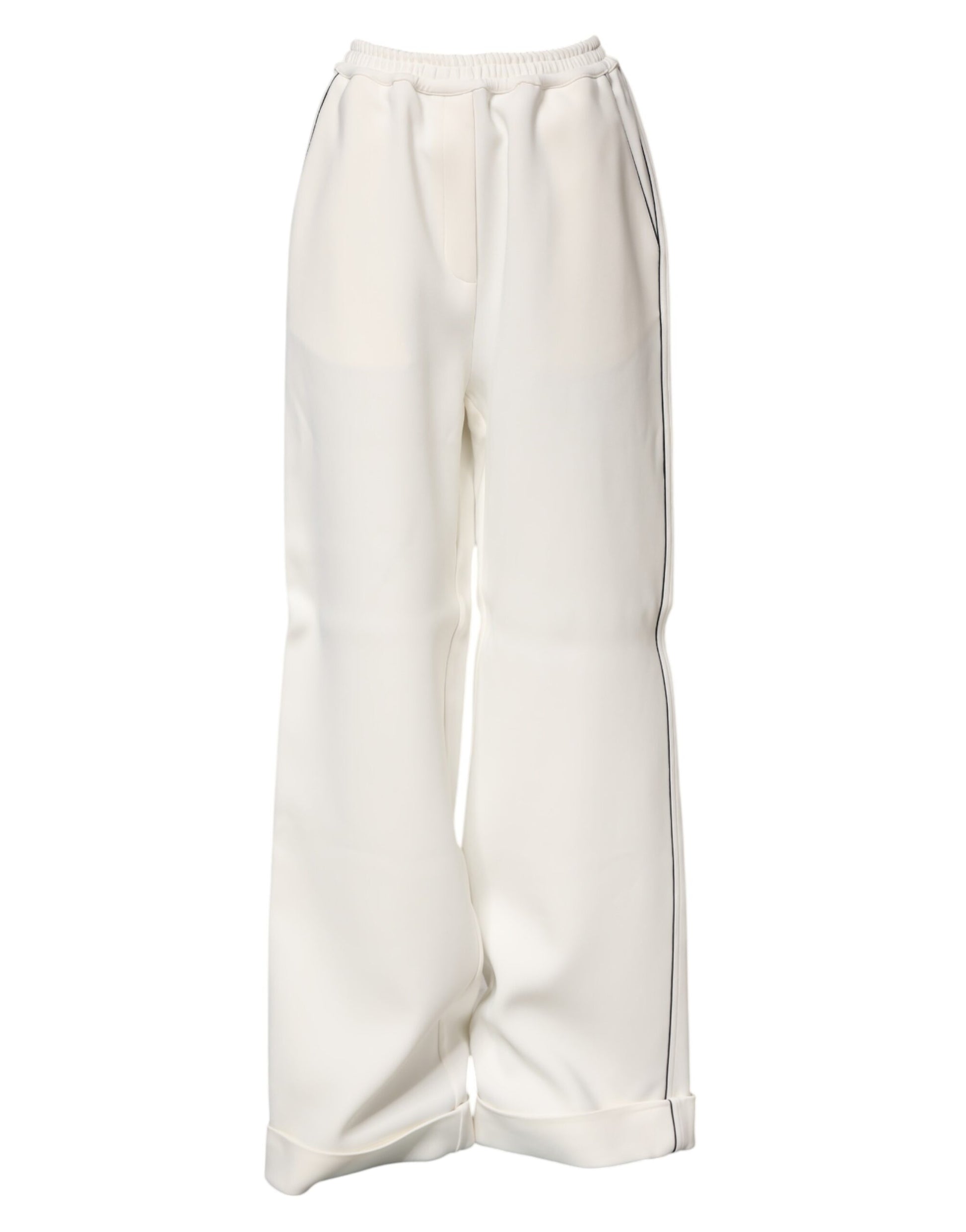 Dolce & Gabbana White Viscose Wide Leg Pull On Pants