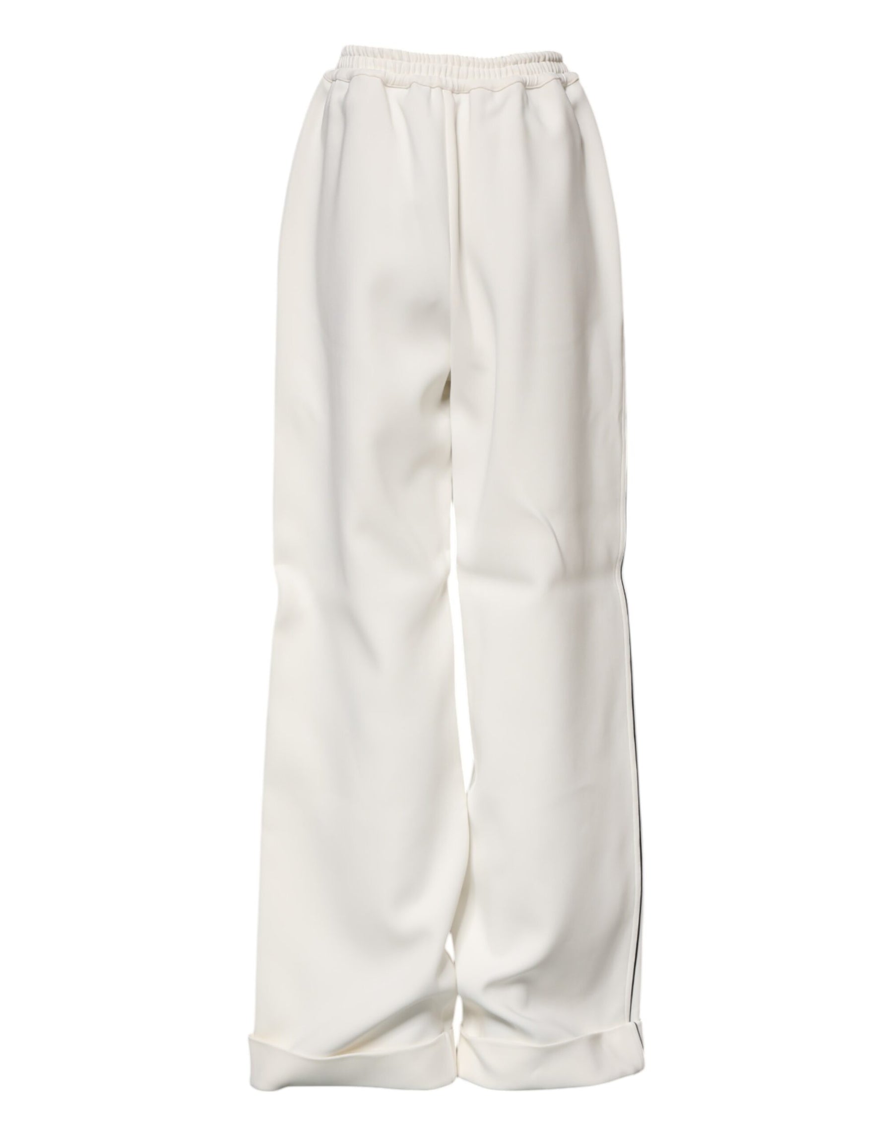 Dolce & Gabbana White Viscose Wide Leg Pull On Pants | Regal Royce