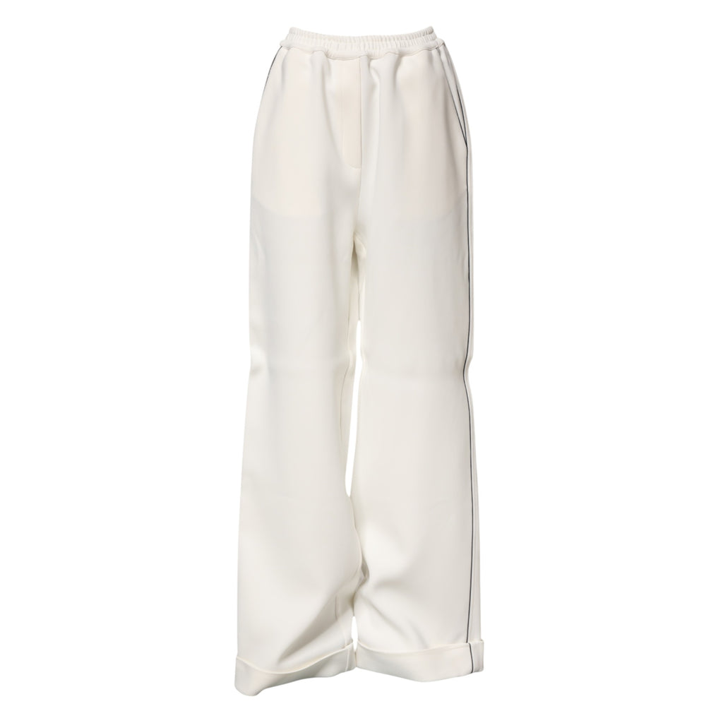 Dolce & Gabbana White Viscose Wide Leg Pull On Pants