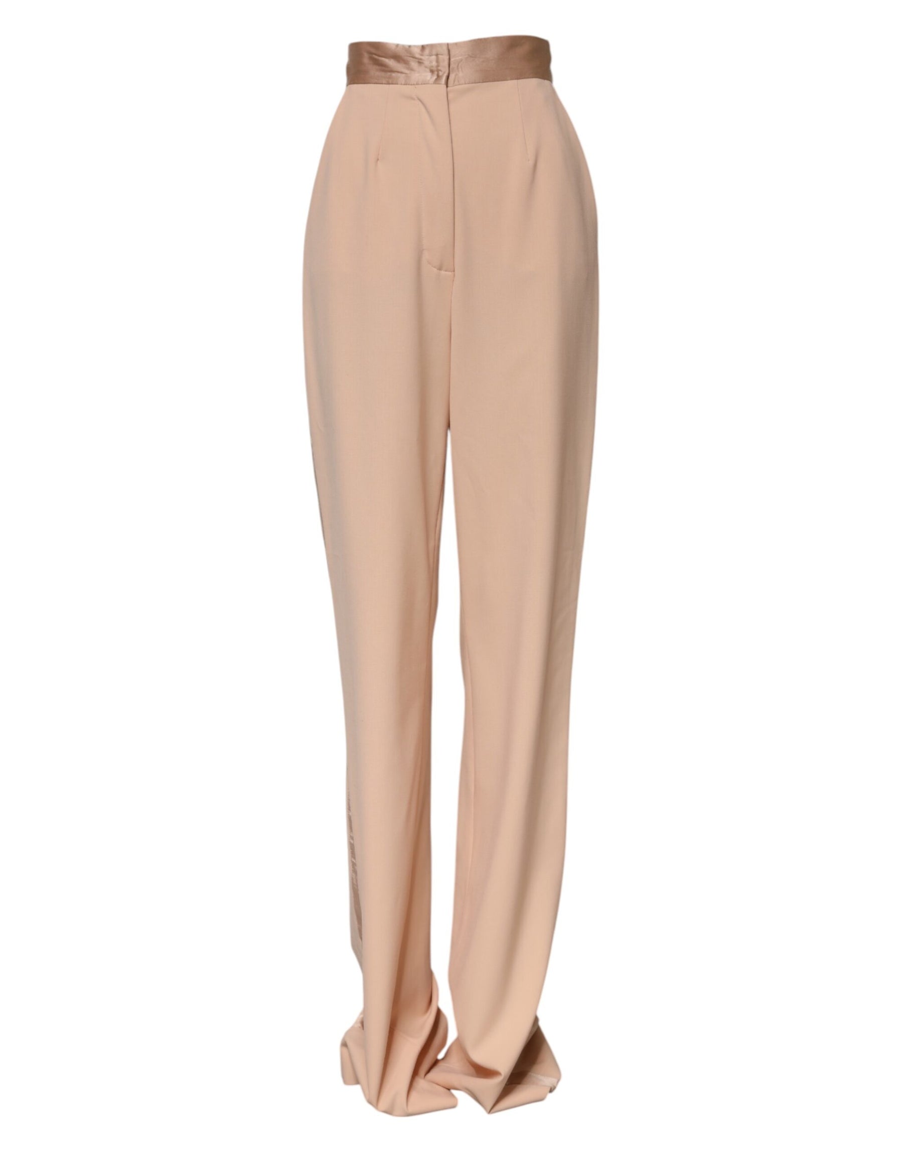 Dolce & Gabbana Beige Polyester Mid Waist Tapered Pants | Regal Royce
