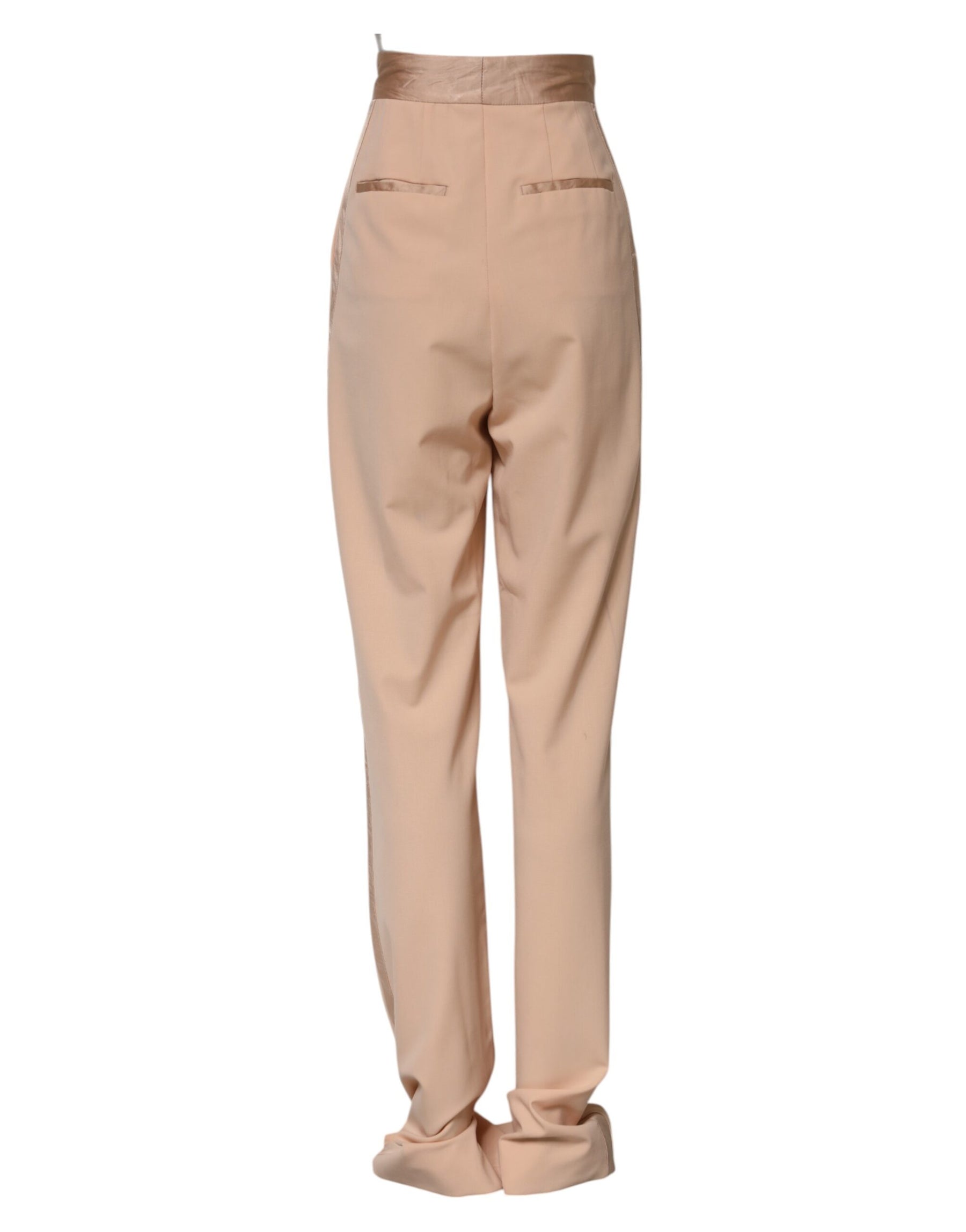Dolce & Gabbana Beige Polyester Mid Waist Tapered Pants | Regal Royce