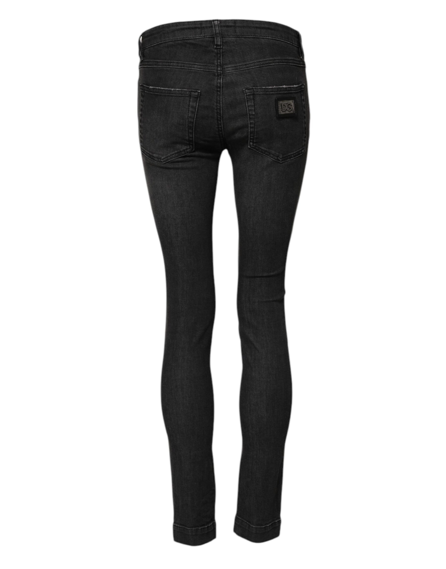 Dolce & Gabbana Black Cotton Low Waist Skinny Denim Jeans | Regal Royce