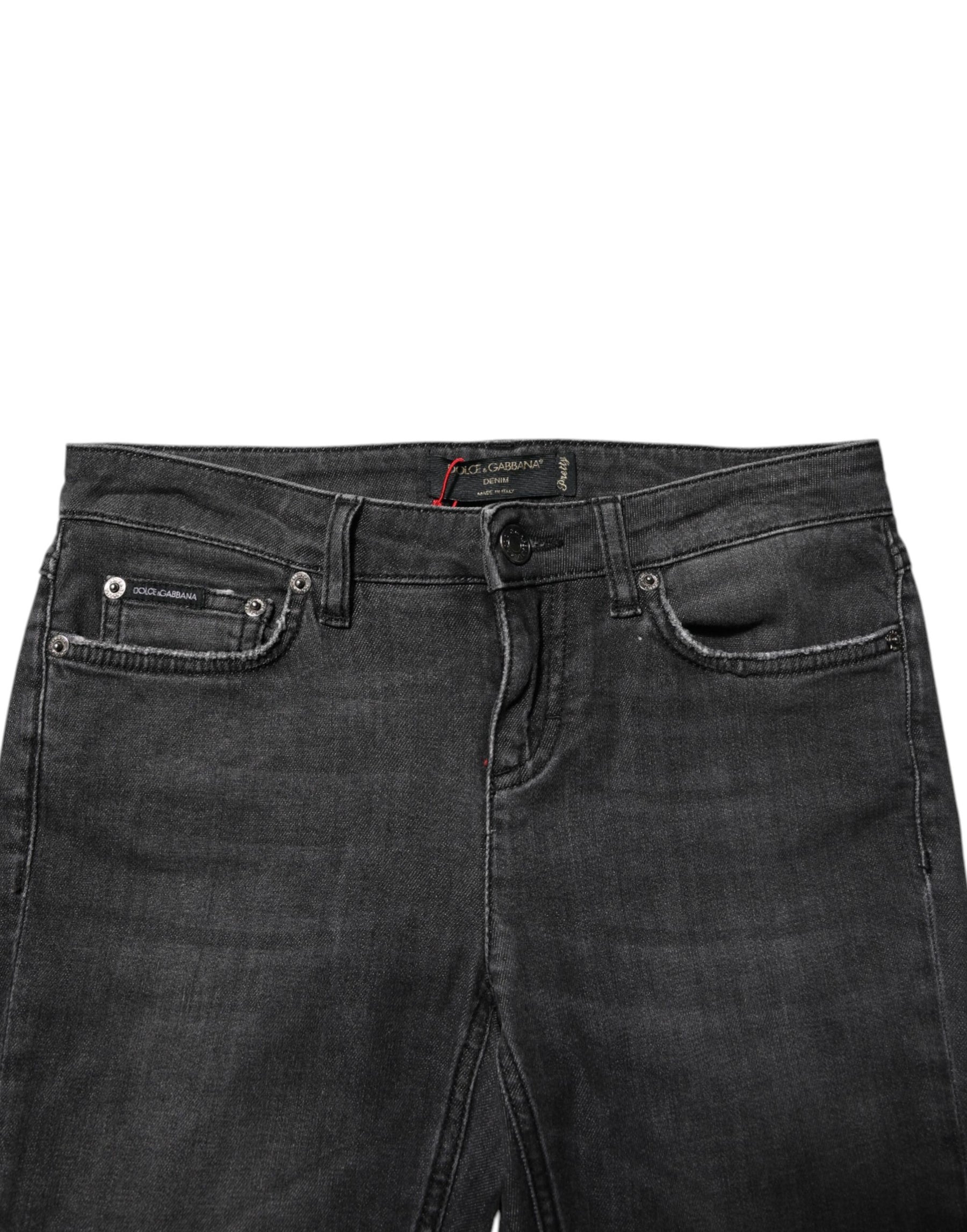 Dolce & Gabbana Black Cotton Low Waist Skinny Denim Jeans | Regal Royce