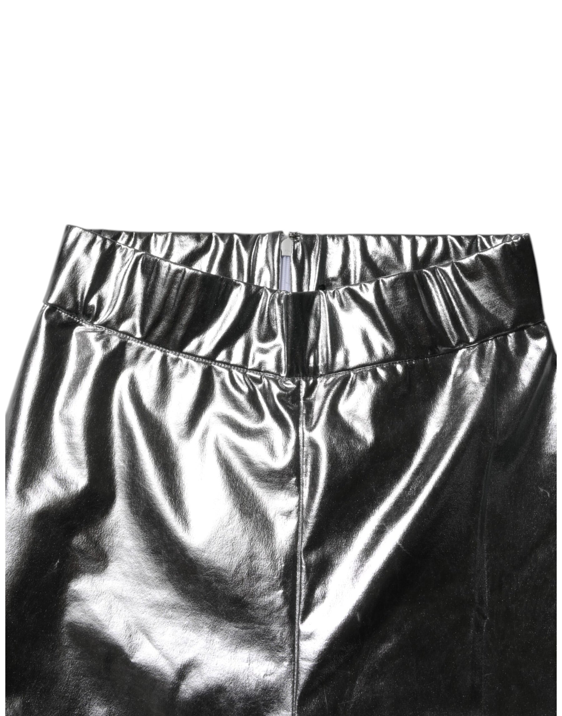 Dolce & Gabbana Metallic Silver Polyester Slim Fit Leggings Pants | Regal Royce