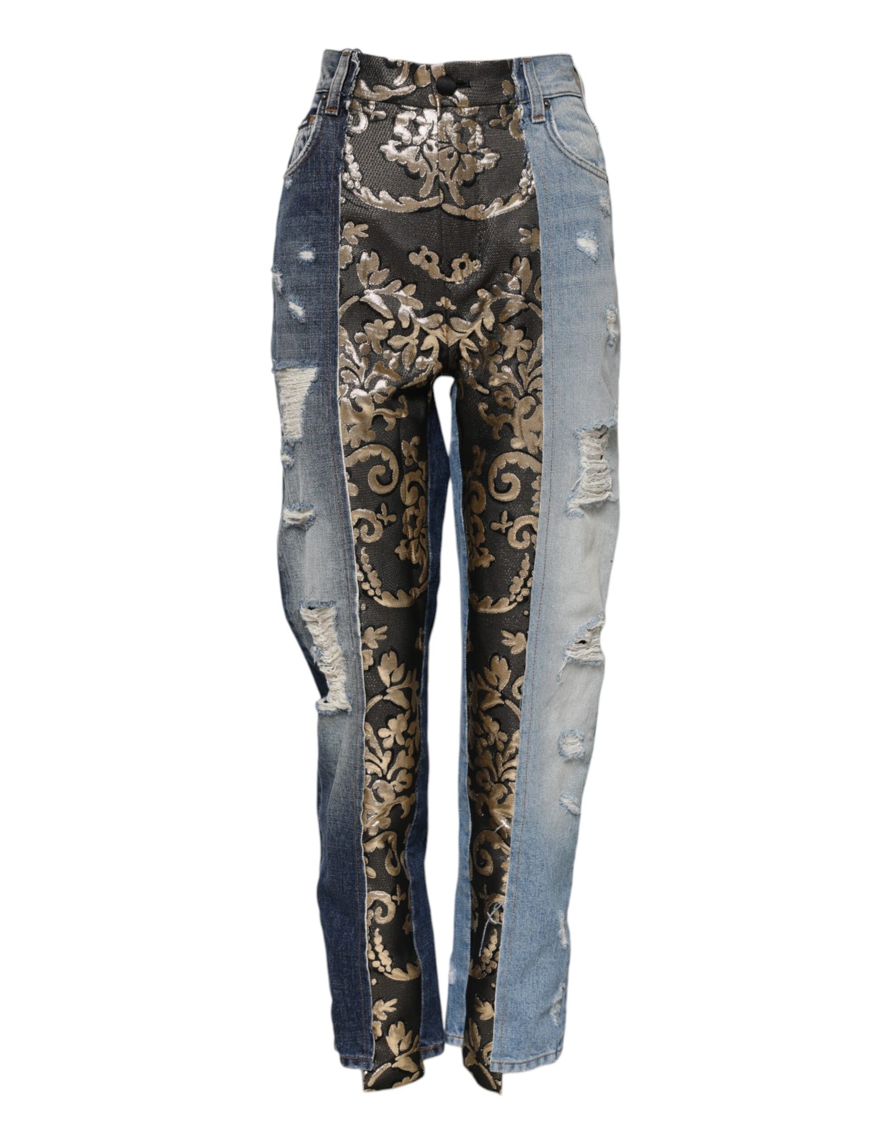Dolce & Gabbana Multicolor Patchwork Tapered Denim Jeans | Regal Royce