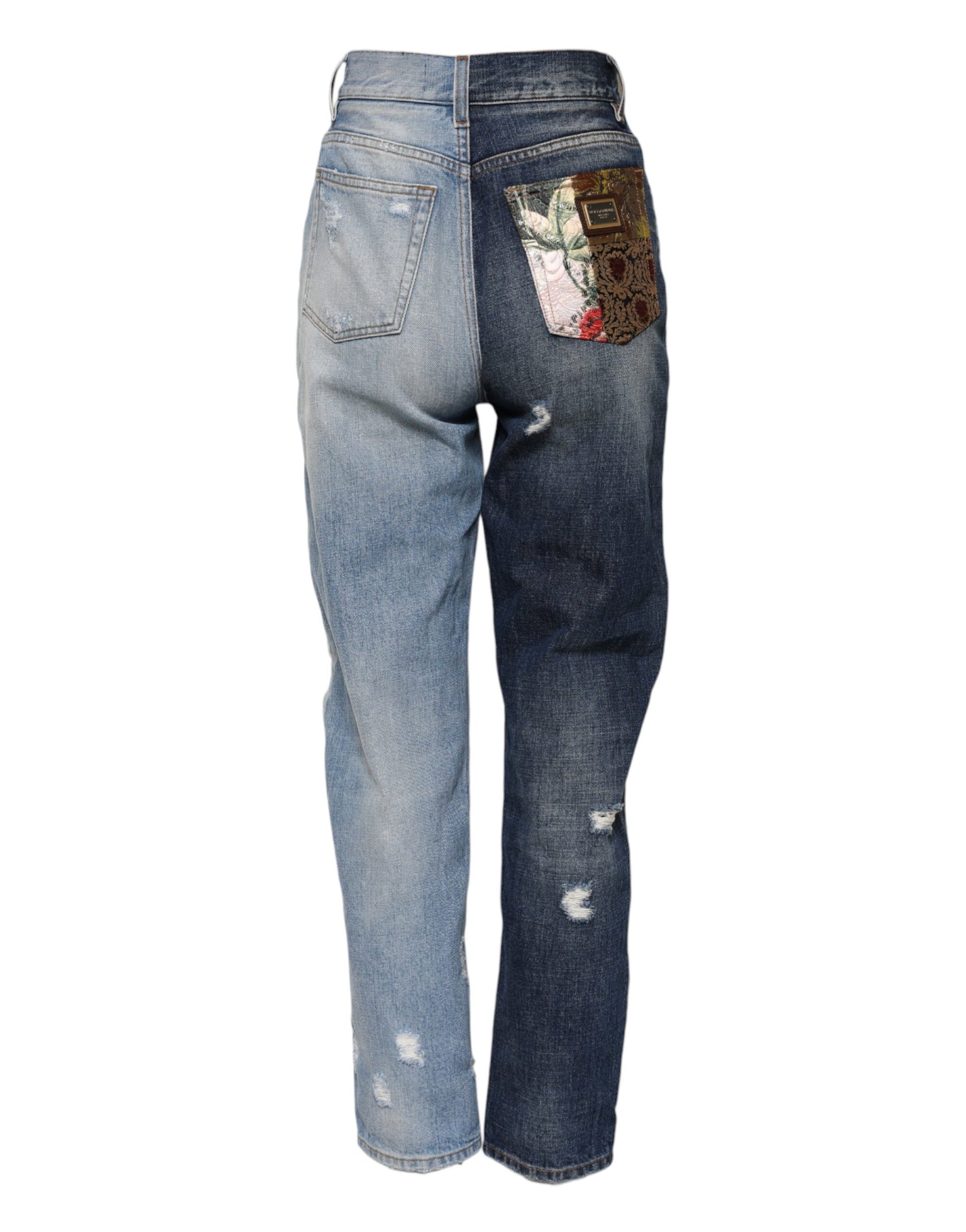 Dolce & Gabbana Multicolor Patchwork Tapered Denim Jeans | Regal Royce
