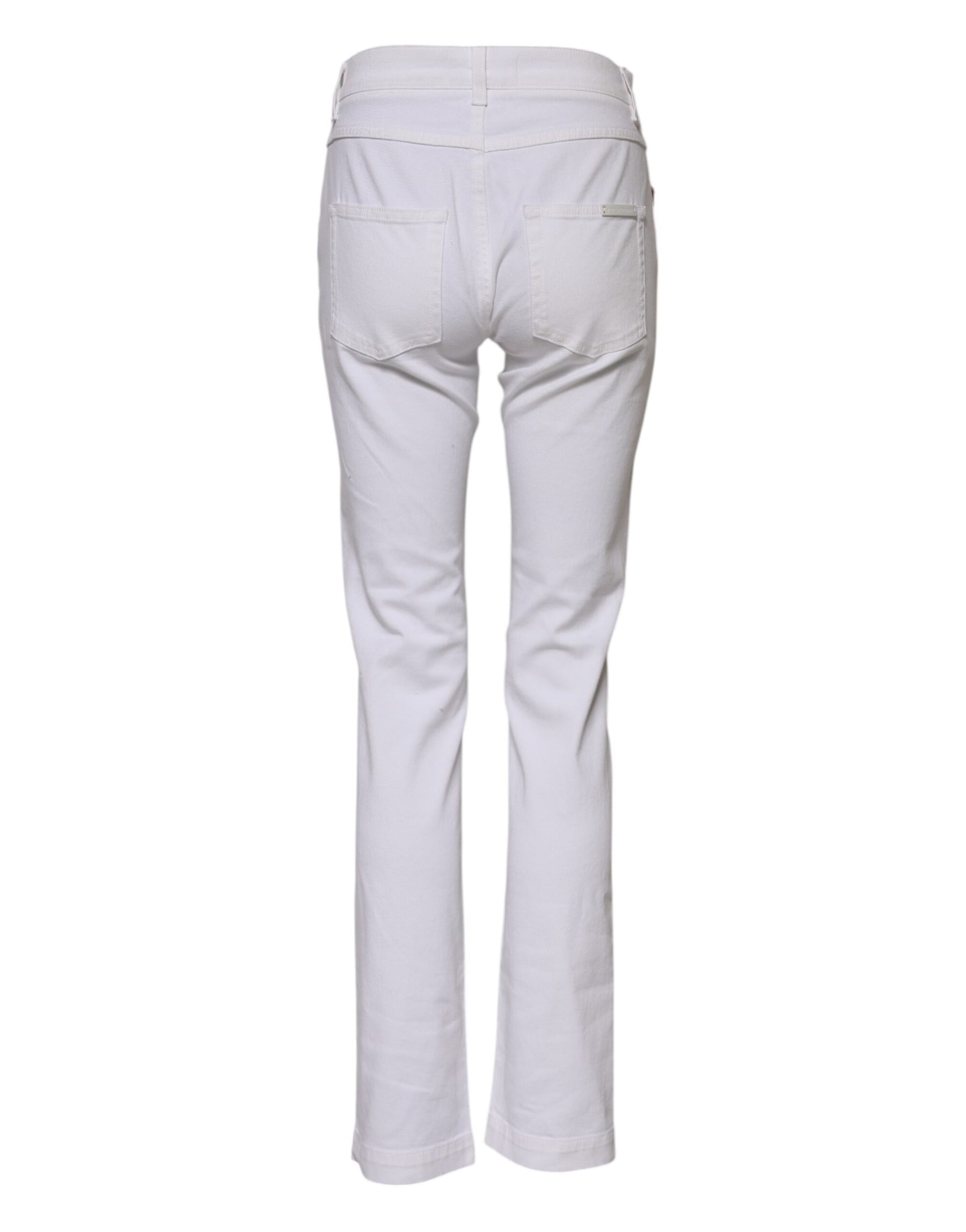 Dolce & Gabbana White Floral Embroidery GIRLY Denim Jeans | Regal Royce