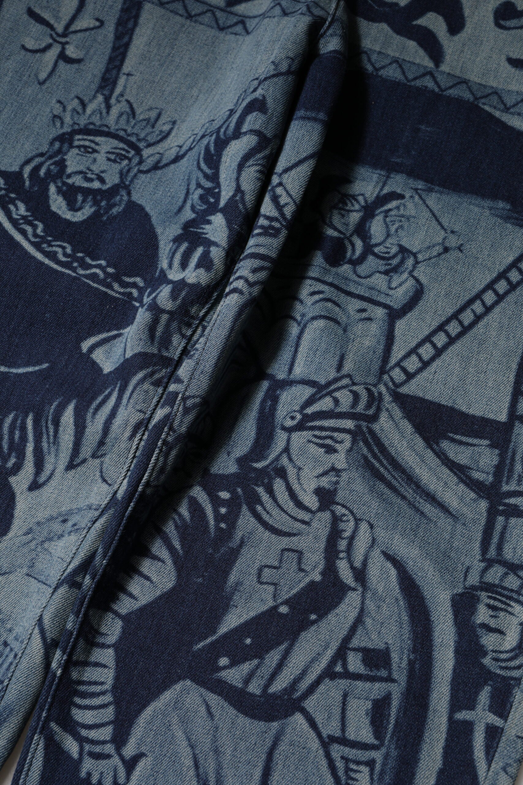 Dolce & Gabbana Blue Graphic Print Tapered Denim Jeans | Regal Royce