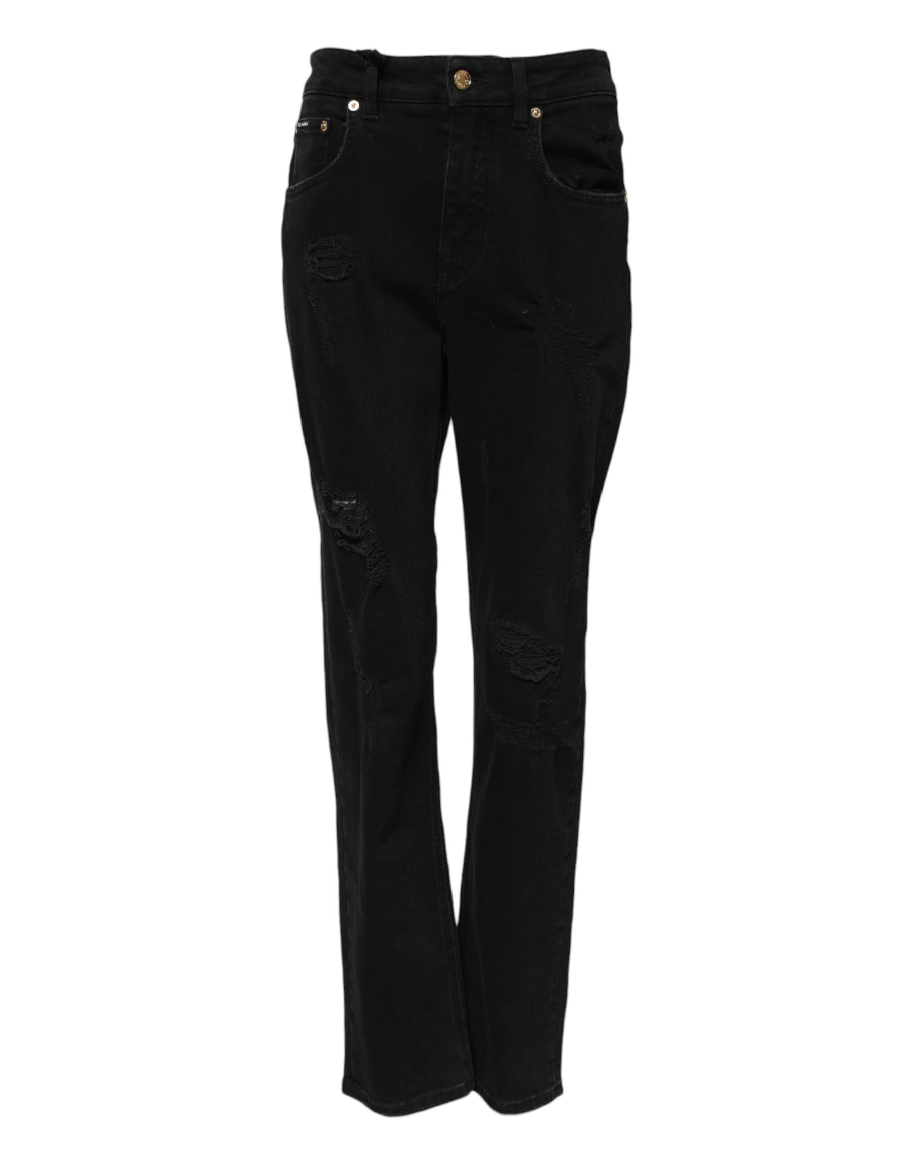 Dolce & Gabbana Black Boyfriend Cotton Flared Denim Jeans | Regal Royce