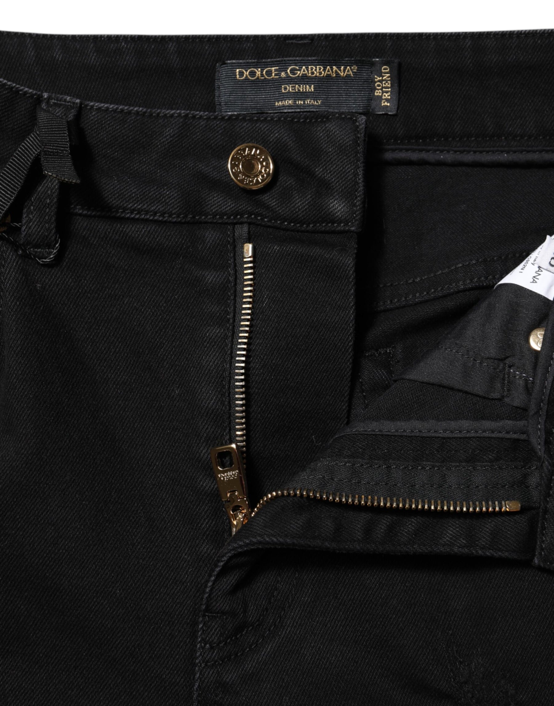 Dolce & Gabbana Black Boyfriend Cotton Flared Denim Jeans | Regal Royce