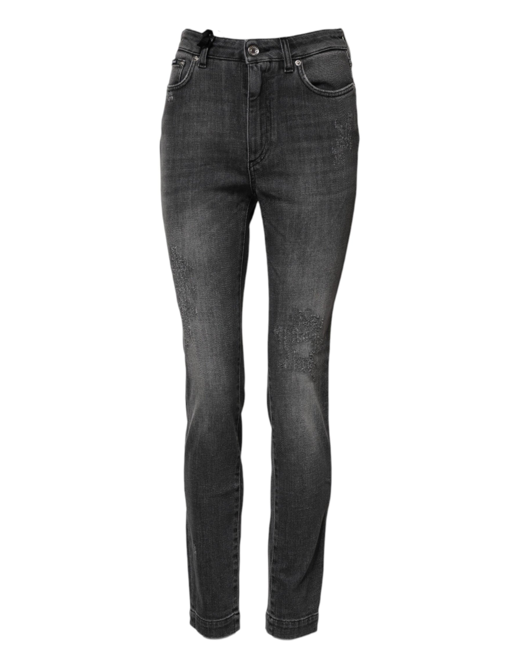 Dolce & Gabbana Dark Gray AUDREY Cotton Skinny Denim Jeans | Regal Royce