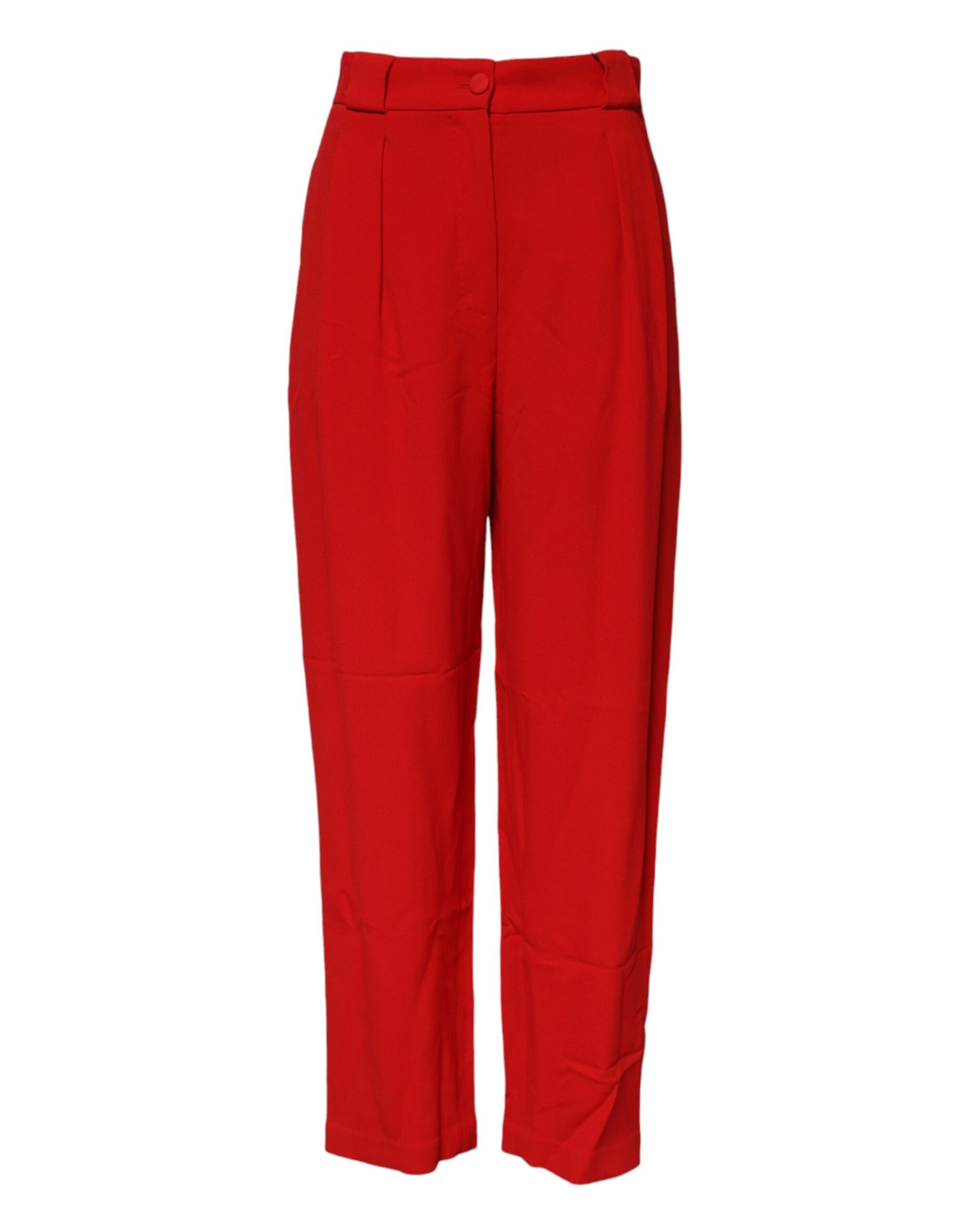 Dolce & Gabbana Red Viscose High Waist Tapered Pants | Regal Royce