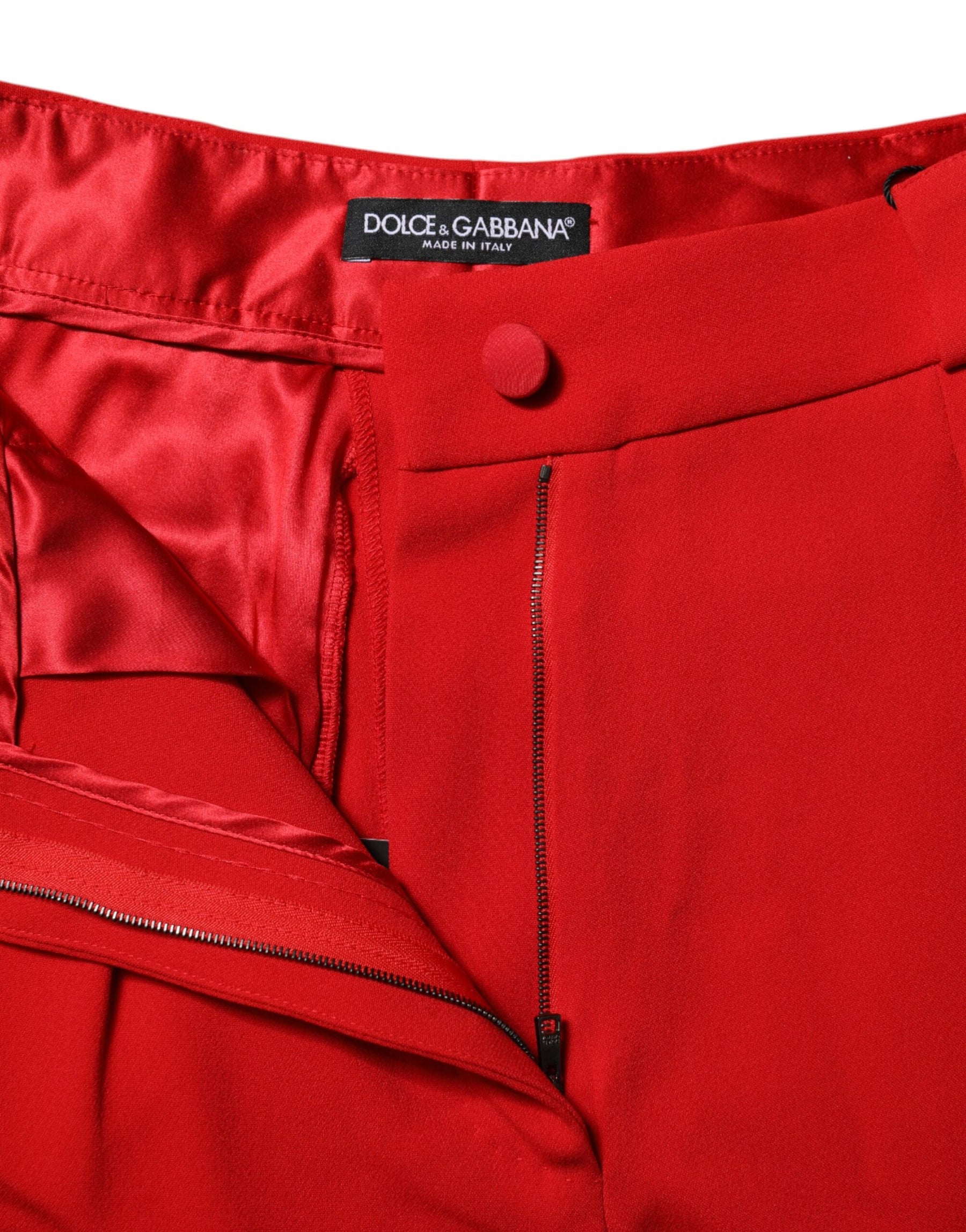 Dolce & Gabbana Red Viscose High Waist Tapered Pants | Regal Royce