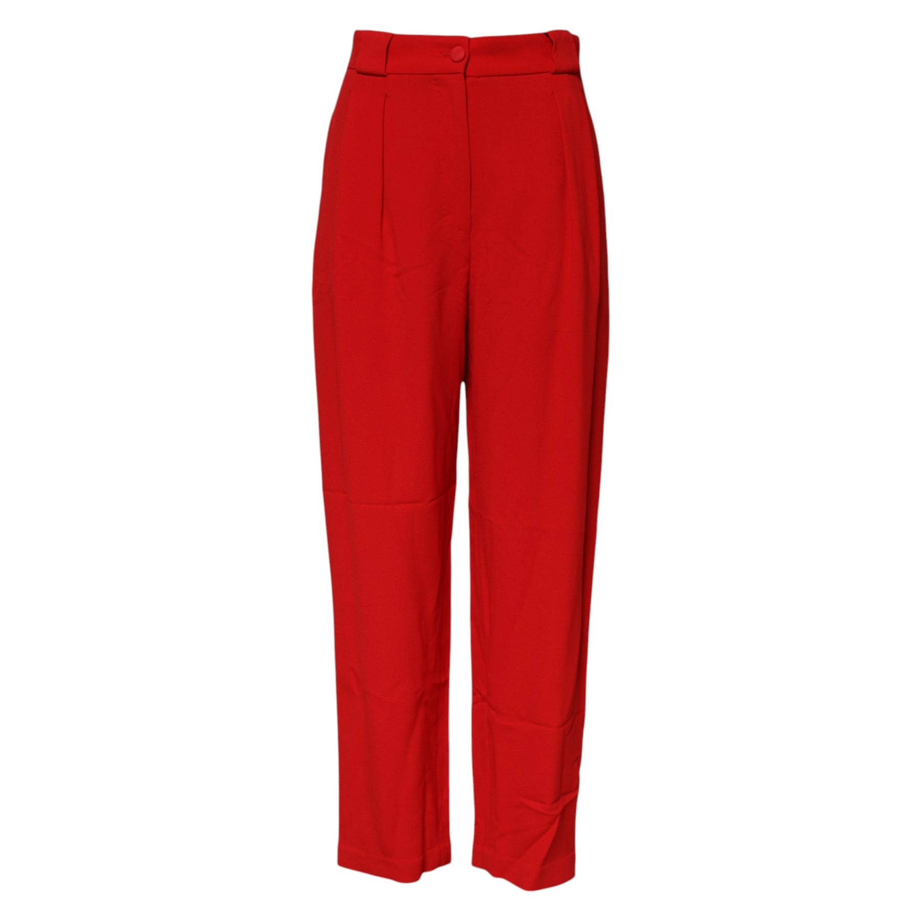 Dolce & Gabbana Red Viscose High Waist Tapered Pants | Regal Royce