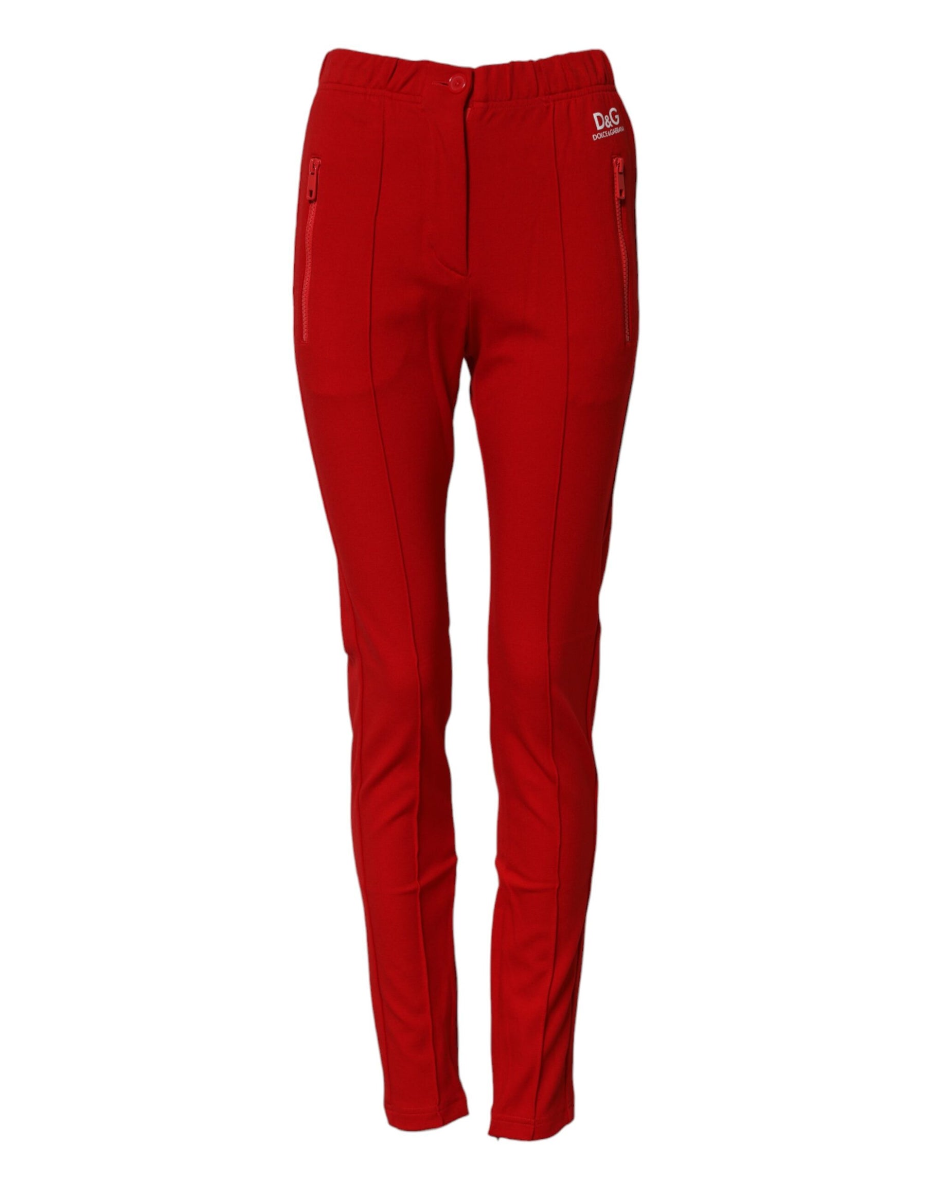 Dolce & Gabbana Red Mid Waist Slim Fit Pants | Regal Royce