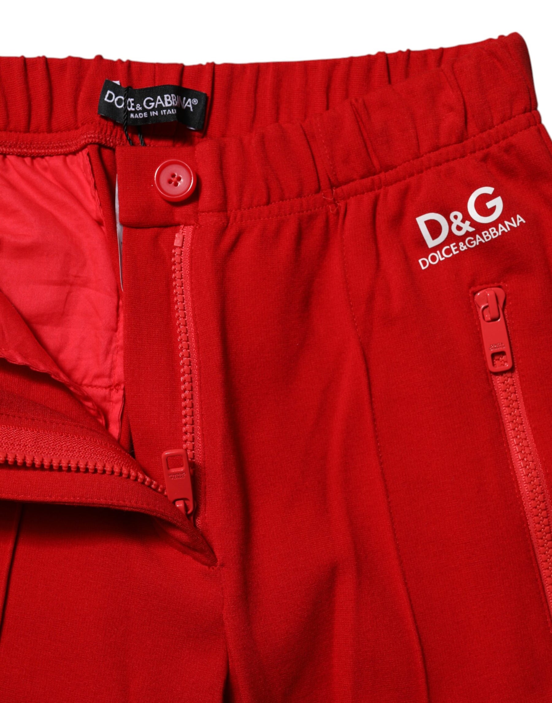 Dolce & Gabbana Red Mid Waist Slim Fit Pants | Regal Royce