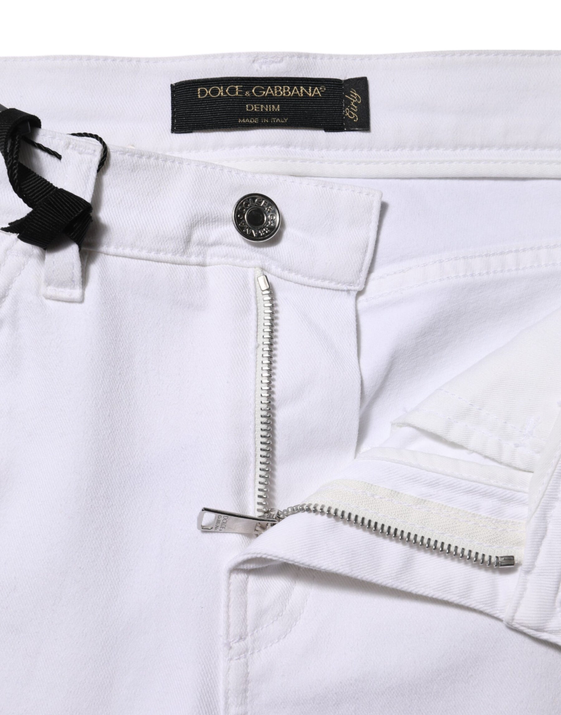 Dolce & Gabbana White Floral Embroidery GIRLY Denim Jeans | Regal Royce