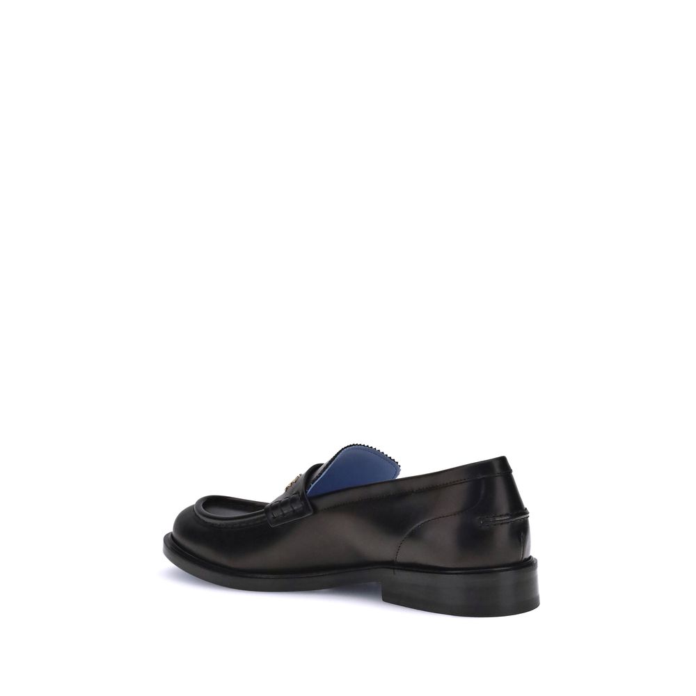 Versace Black Calf Leather Bos Taurus Slip-On Loafers | Regal Royce