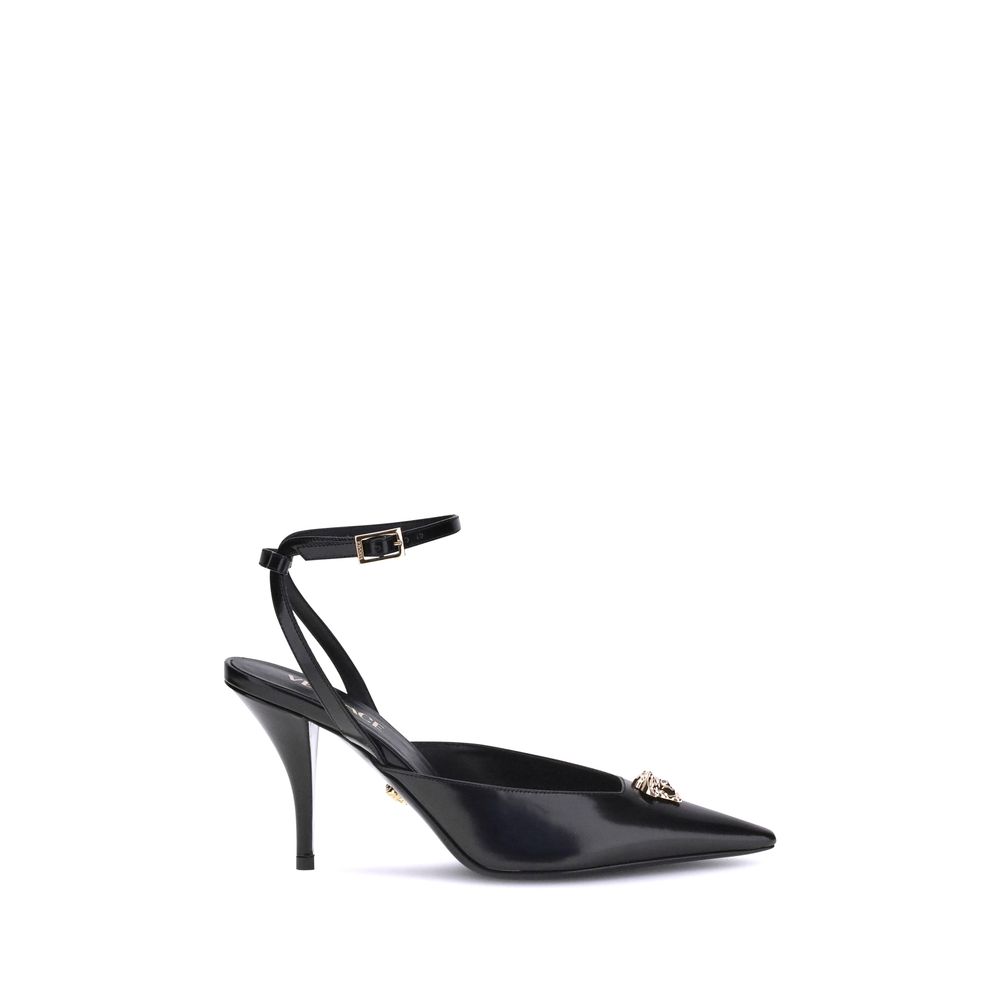 Versace Black Calf Leather Bos Taurus High Heel Pumps | Regal Royce