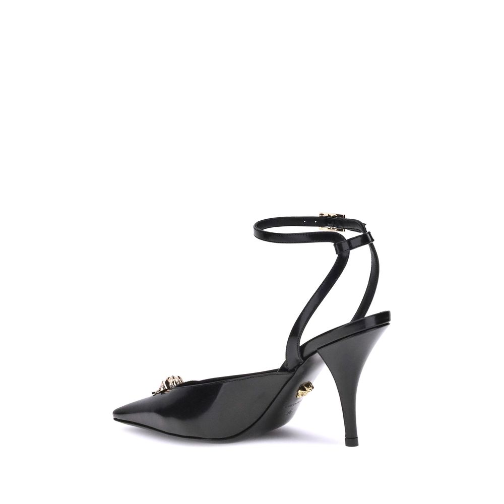 Versace Black Calf Leather Bos Taurus High Heel Pumps | Regal Royce