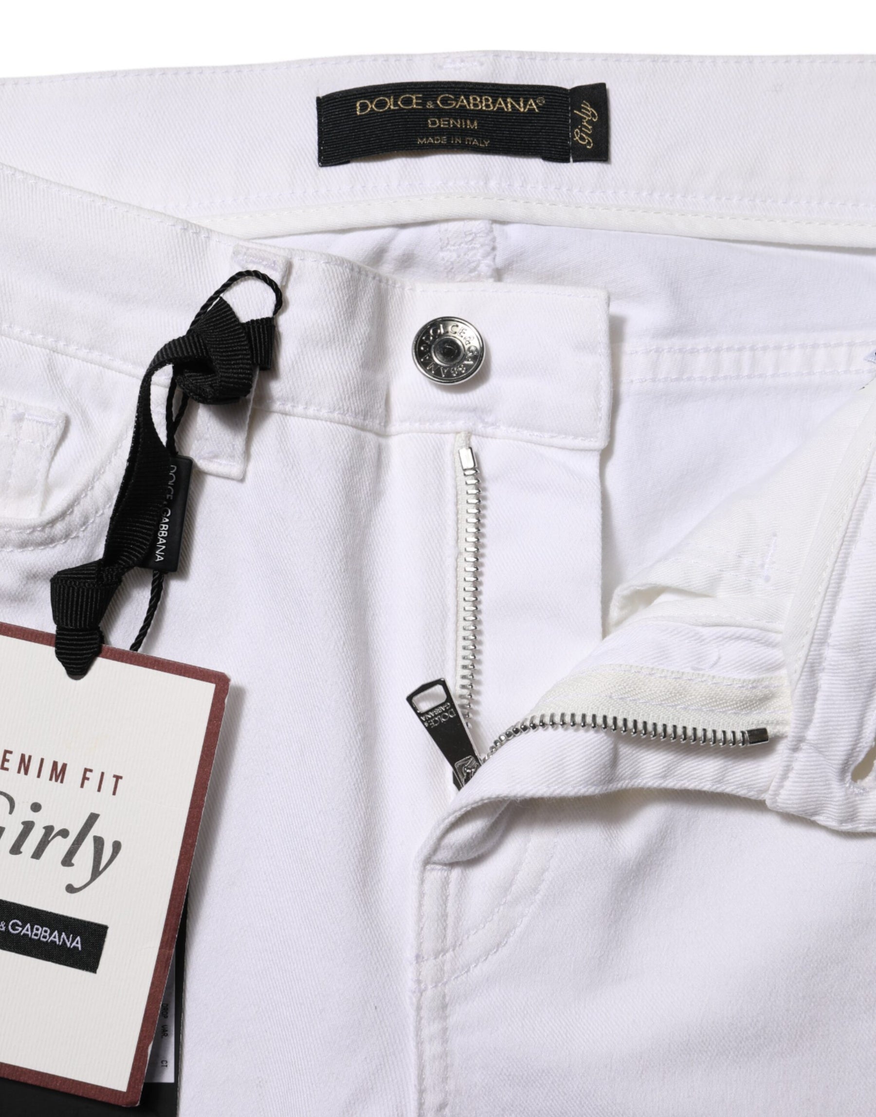 Dolce & Gabbana White Floral Embroidery GIRLY Denim Jeans | Regal Royce