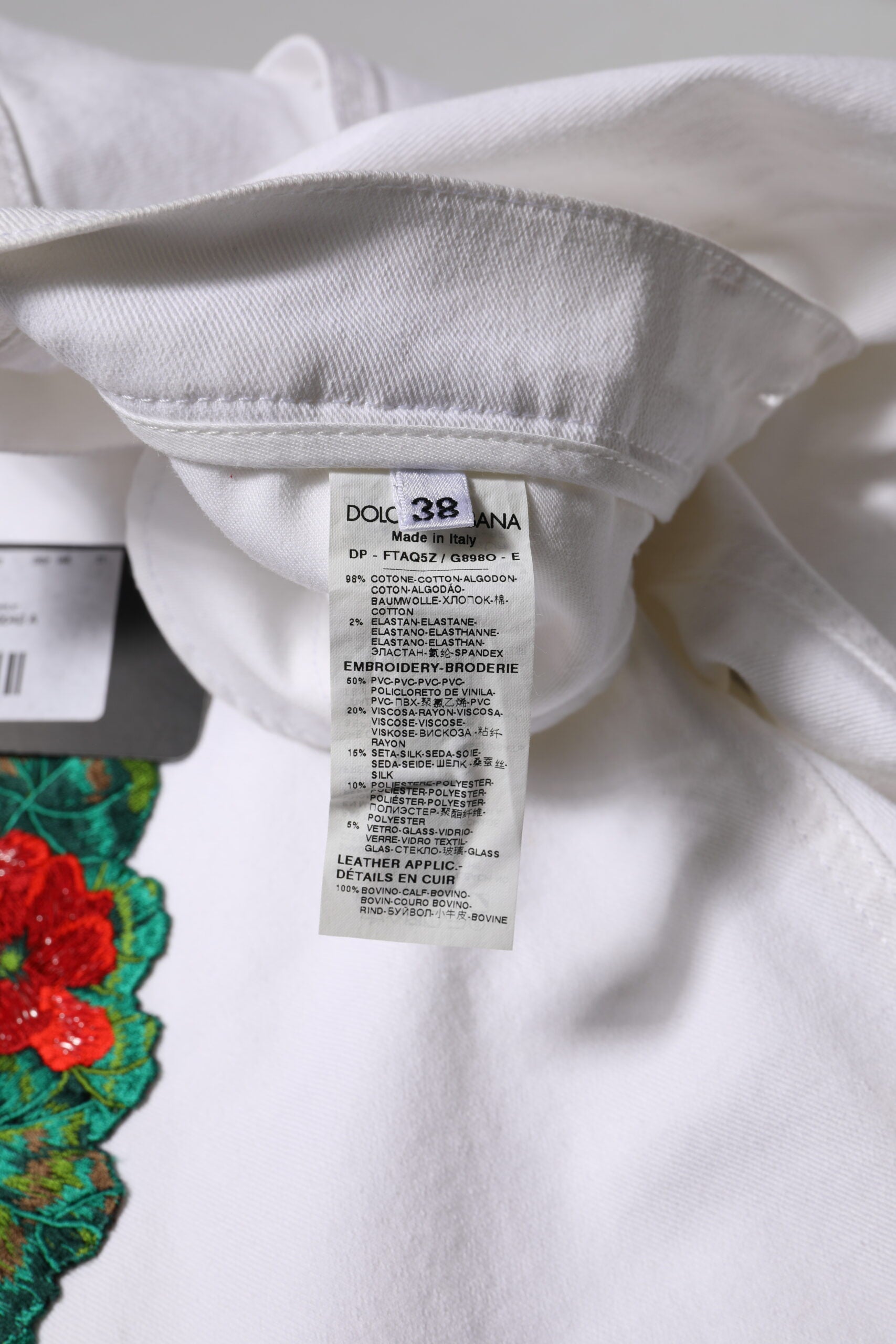 Dolce & Gabbana White Floral Embroidery GIRLY Denim Jeans | Regal Royce